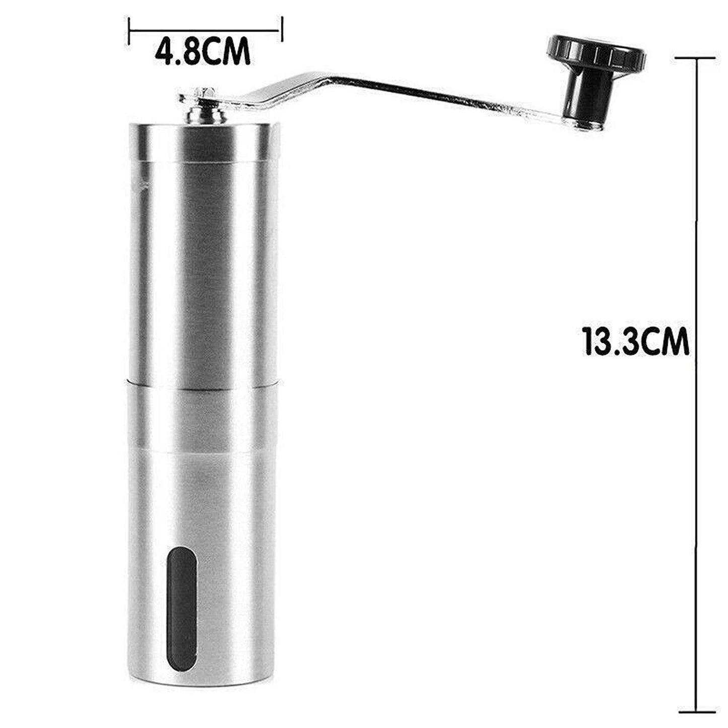 Manual Coffee Bean Grinder with Stainless Steel Body and Ceramic Burr