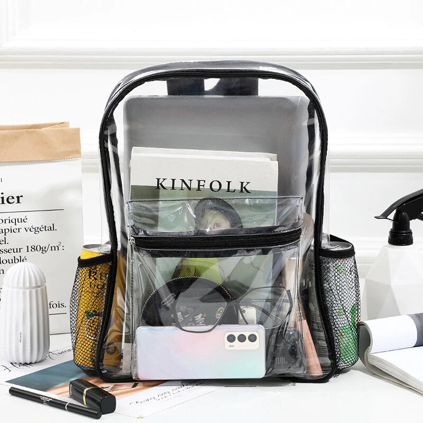 Transparent Clear Backpack PVC School and Travel Bag with Shoulder Straps