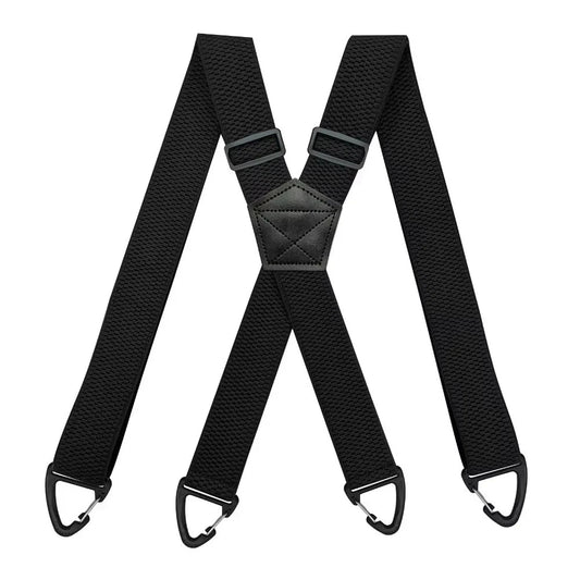 Black Heavy Duty Elastic Suspenders for Men Trouser Pants Braces