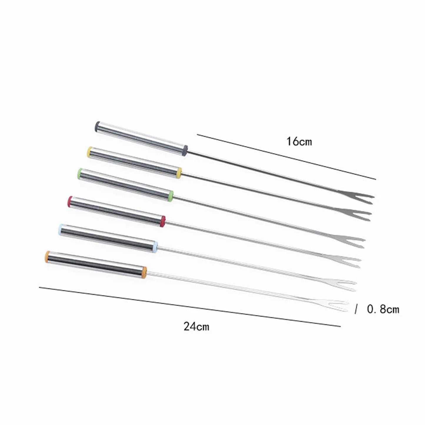 Stainless Steel Dessert Forks 6pcs for Fondue Chocolate and Cheese