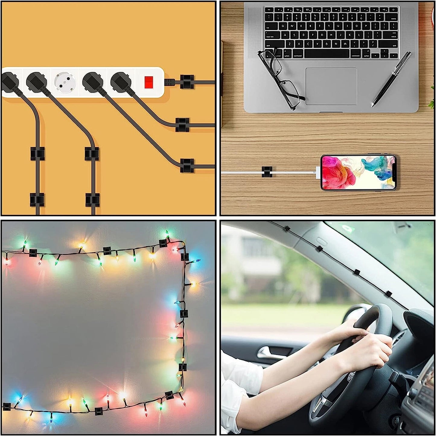 Cord Organizer with Adhesive Cable Management Clips - 20pcs