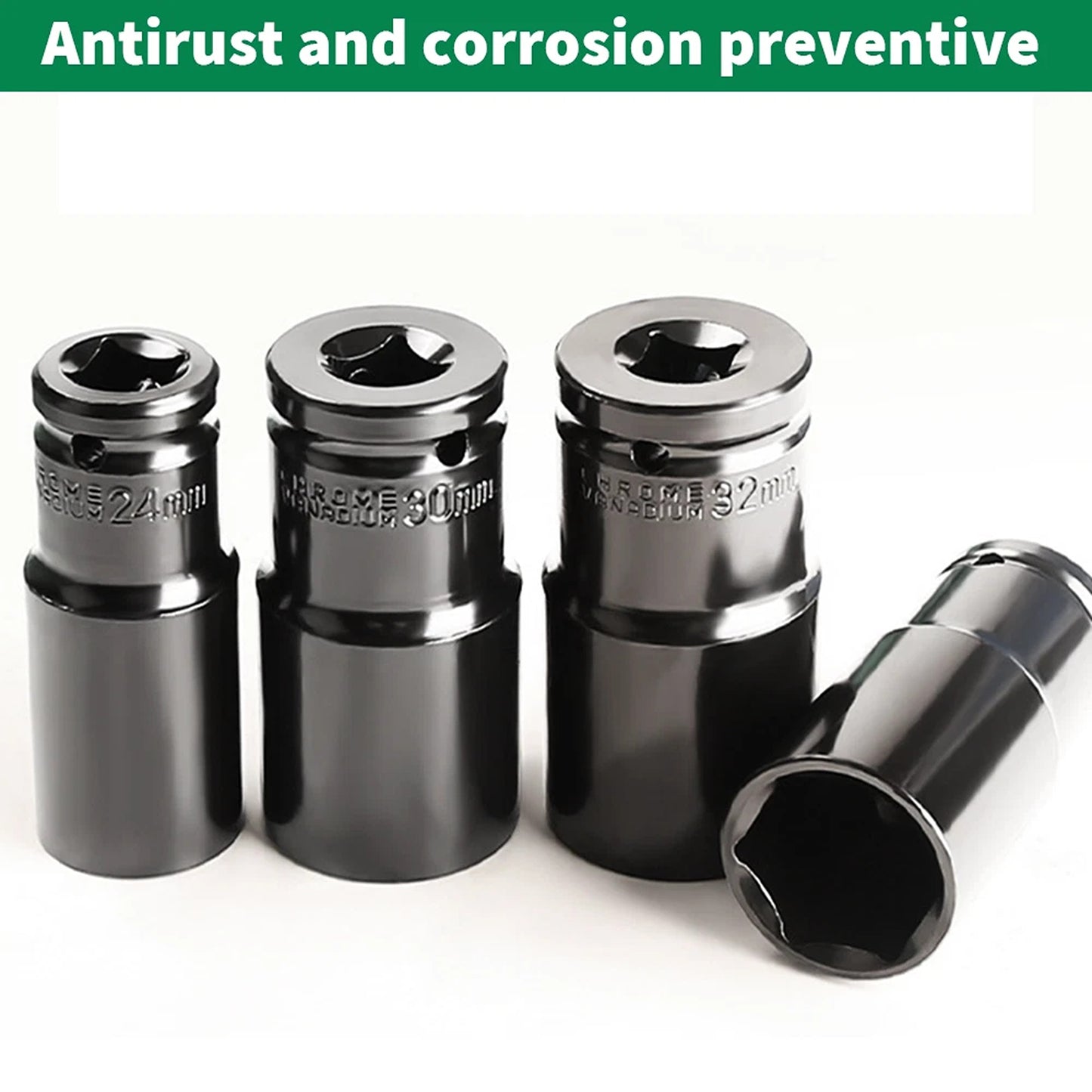 Half Inch Drive Deep Impact Socket Set CRV Steel Metric 20 Piece 8 to 32 mm