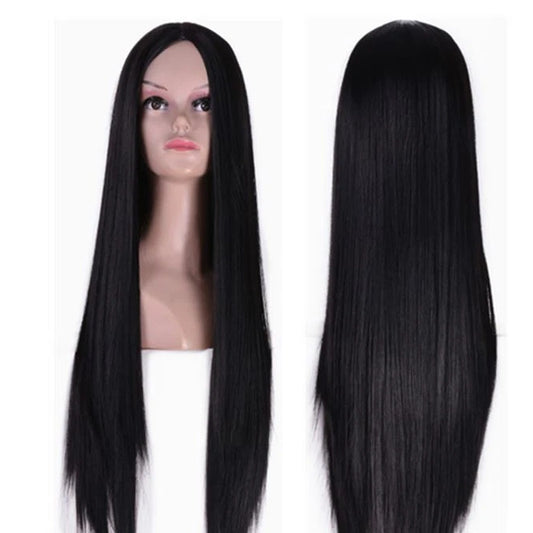 Black Long Straight Costume Wig with Adjustable Cap