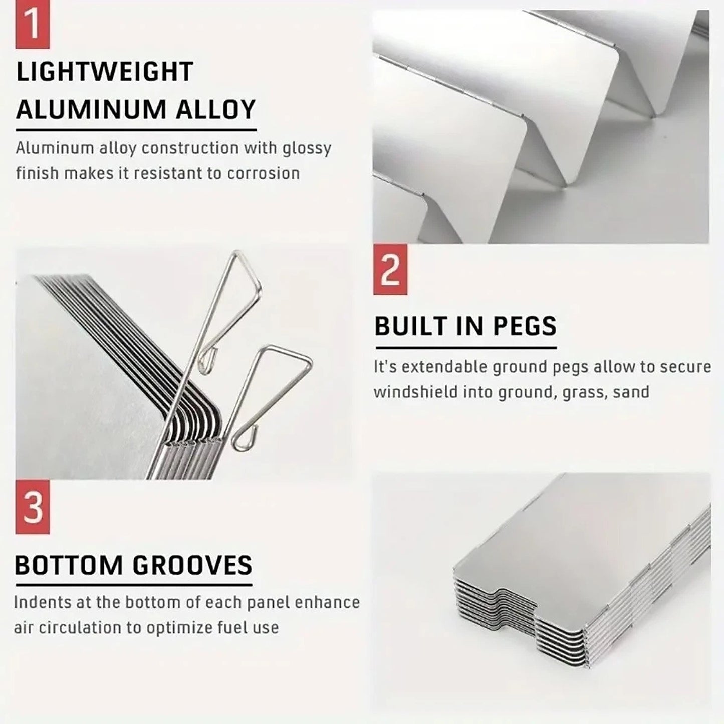 2x Camping Stove Wind Shield 10 Plates Foldable Aluminum Alloy