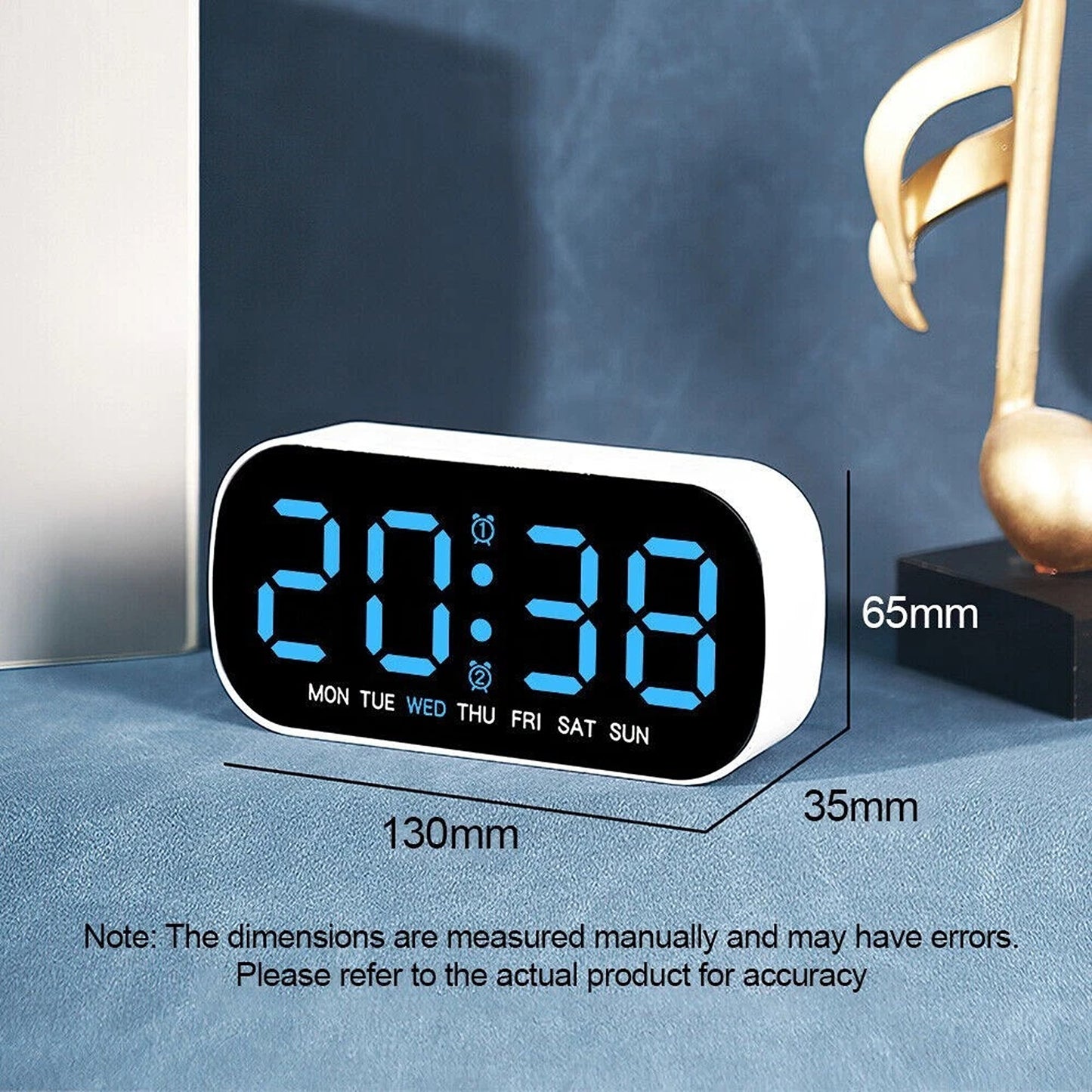 Digital LED Alarm Clock with Dual Alarm and Snooze Function