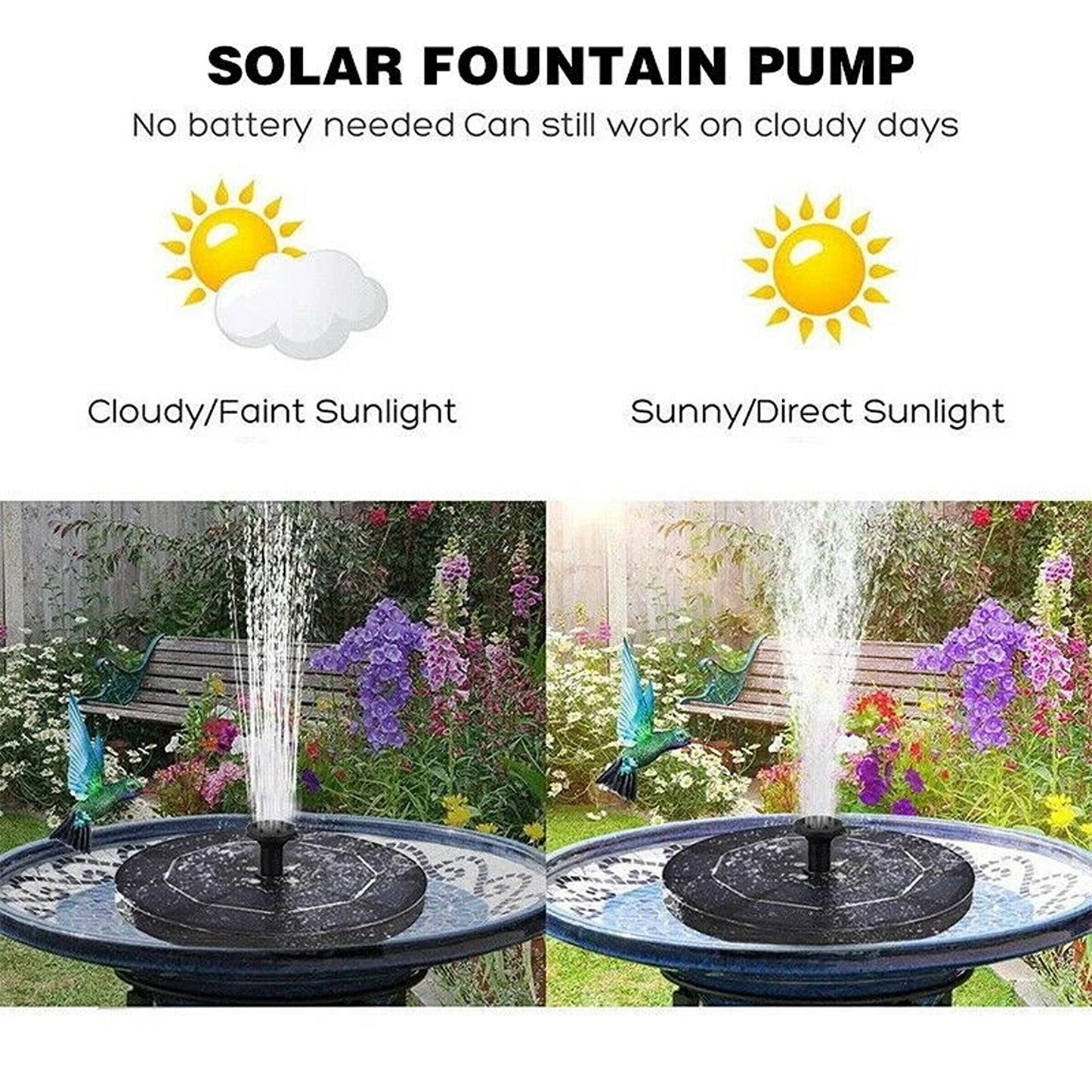 3W Solar Fountain Water Pump with LED Lights