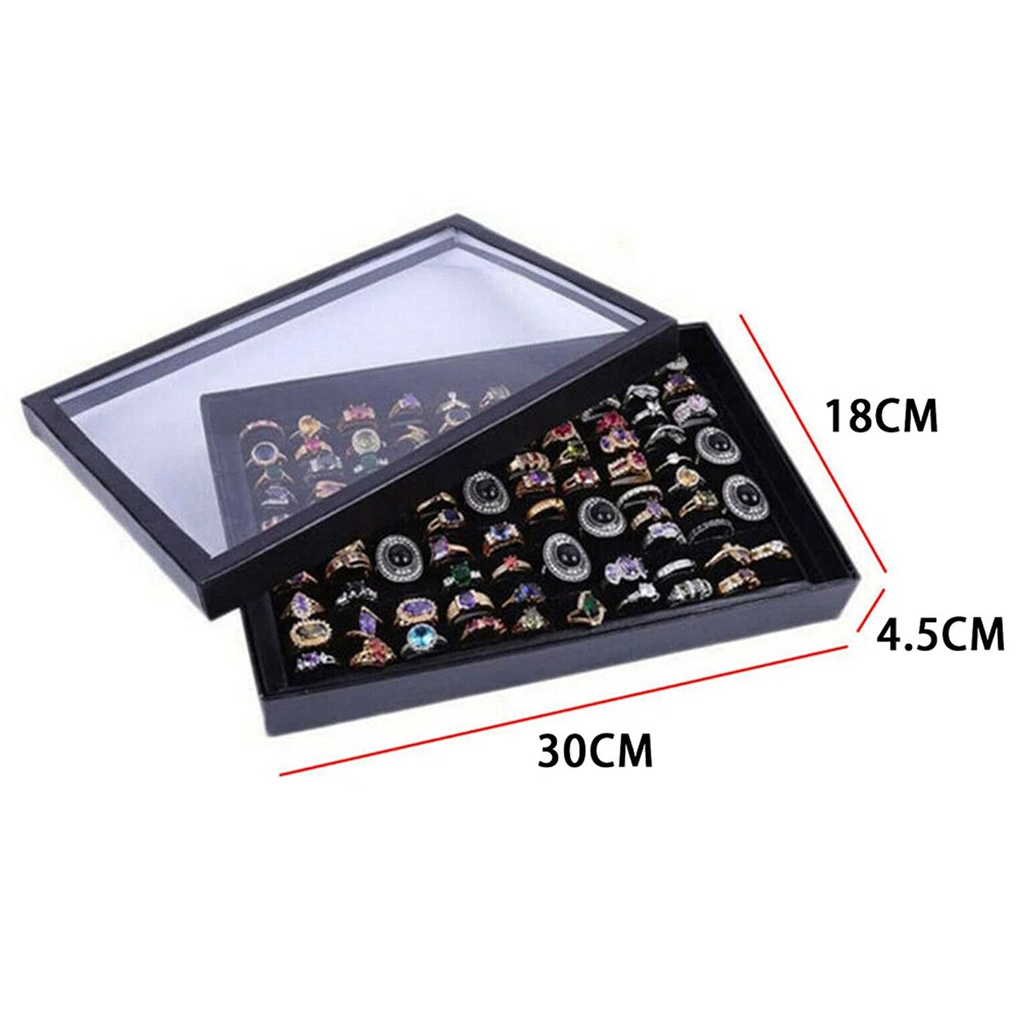 White 100 Slot Ring and Earring Storage Organizer Case