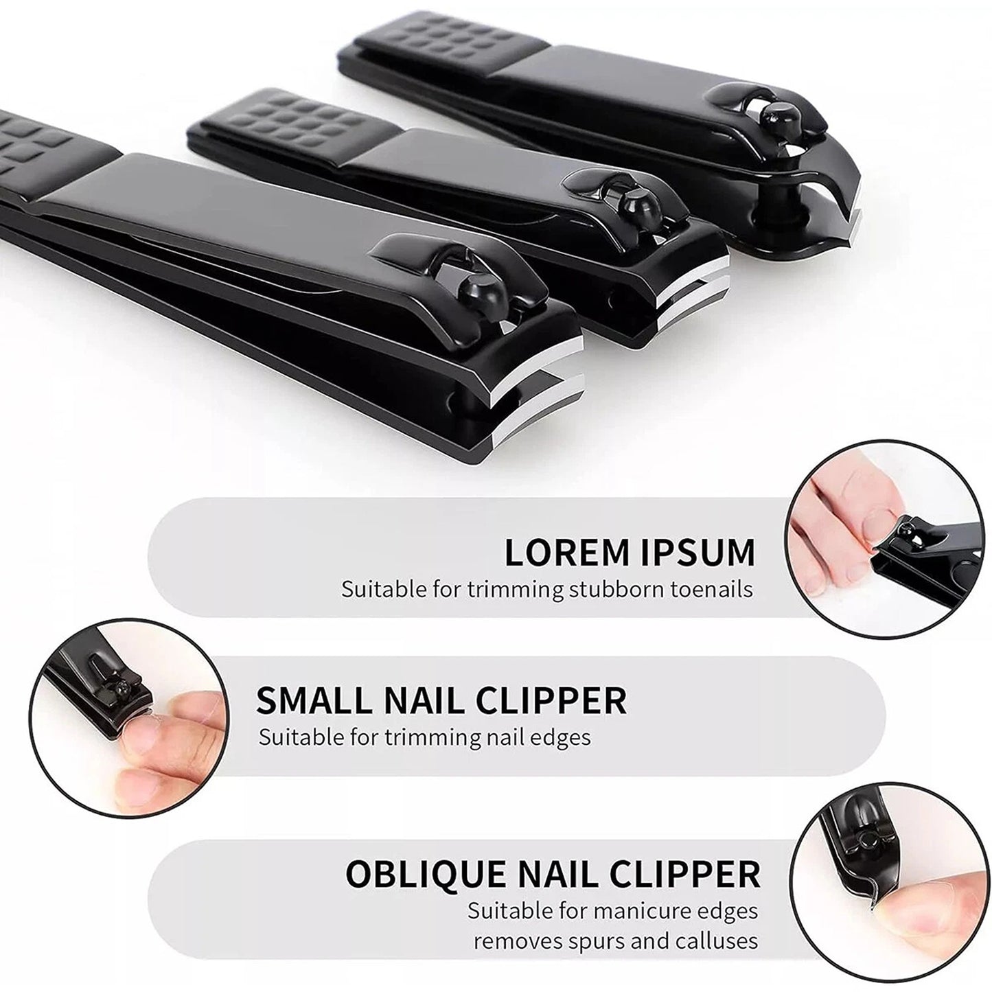 3pcs Nail Trimming Set Manicure Clippers and Cutters
