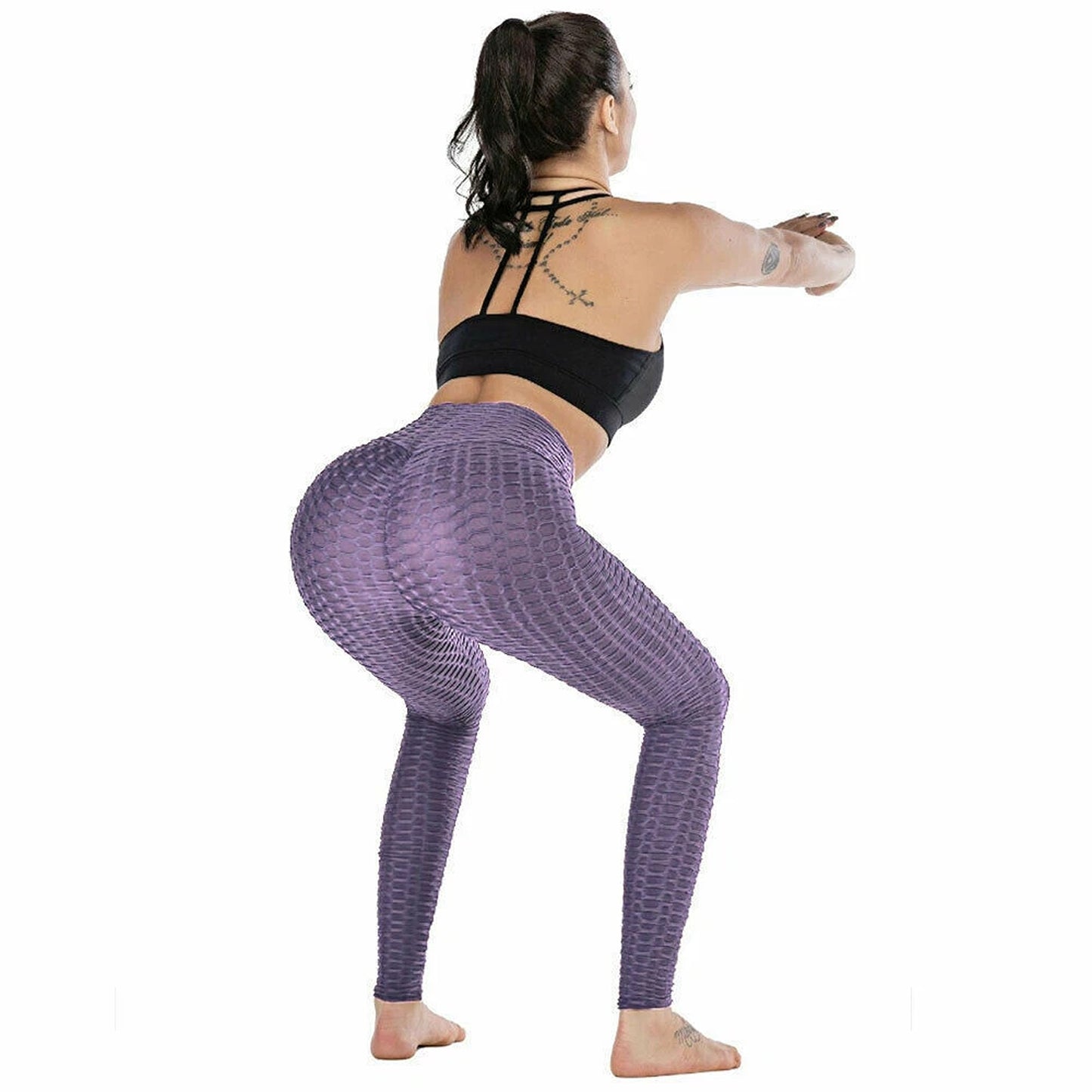 Womens Yoga Leggings Push Up Anti Cellulite Pants for Gym and Fitness - Purple