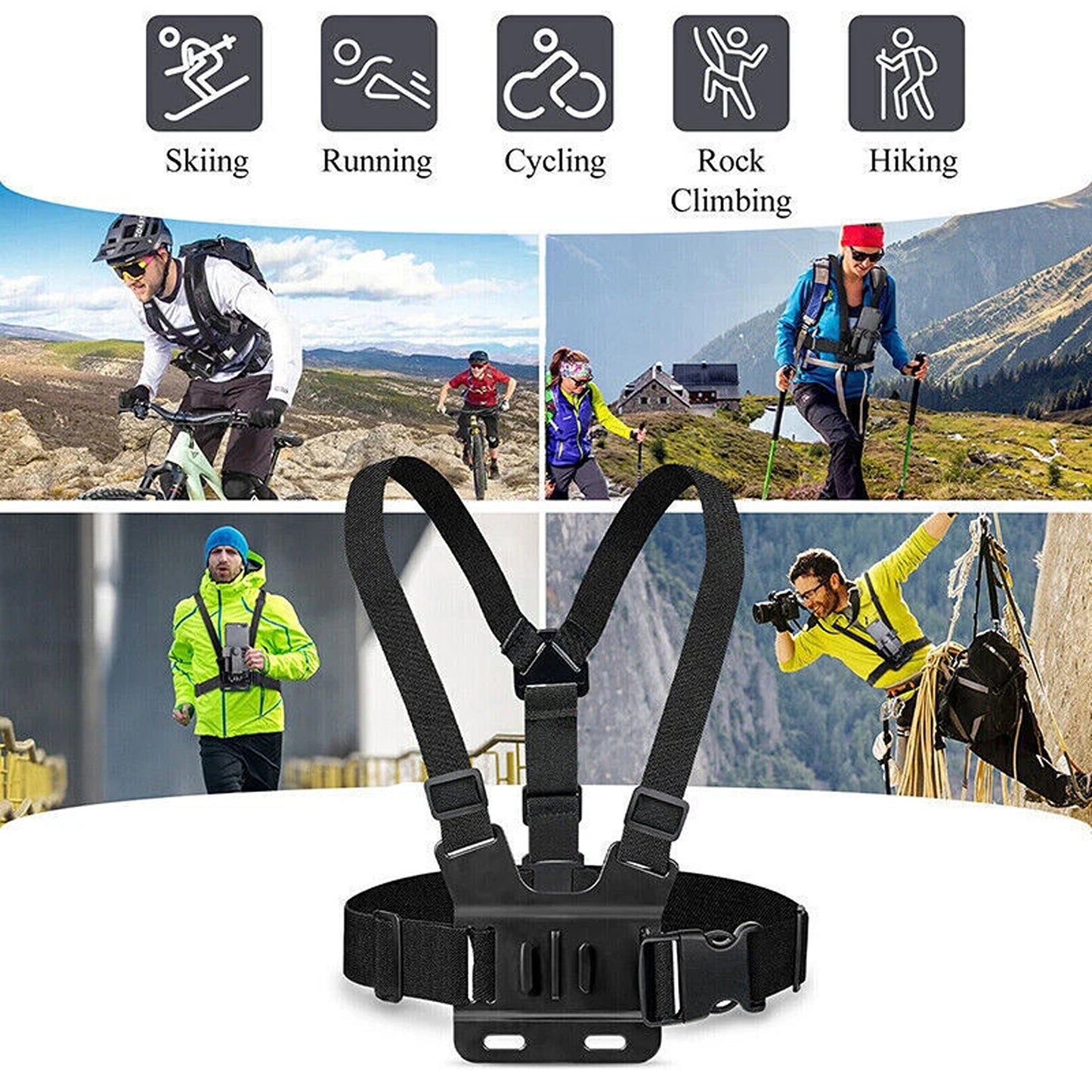 Adjustable Chest Harness Clip Holder for Smartphones and GoPro