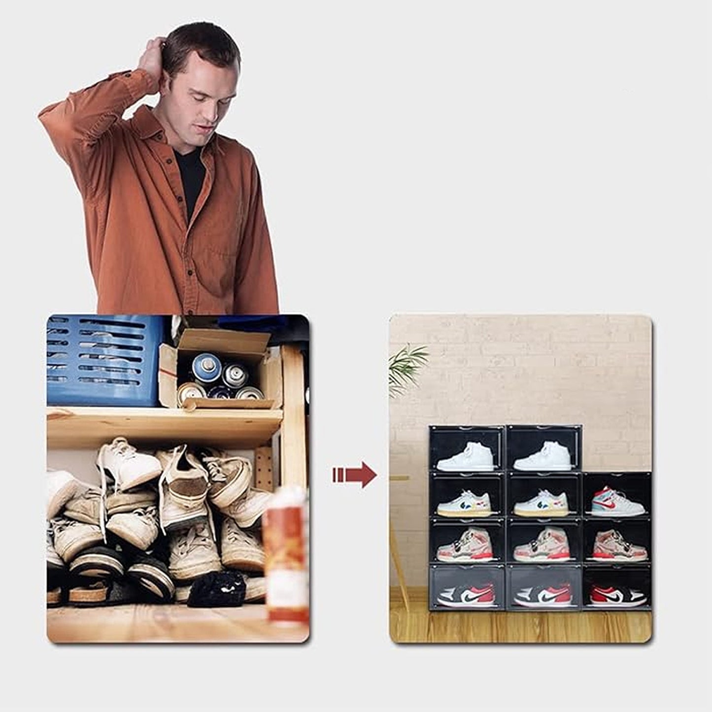Sneaker Display Cases Shoe Box Black Plastic Boxes