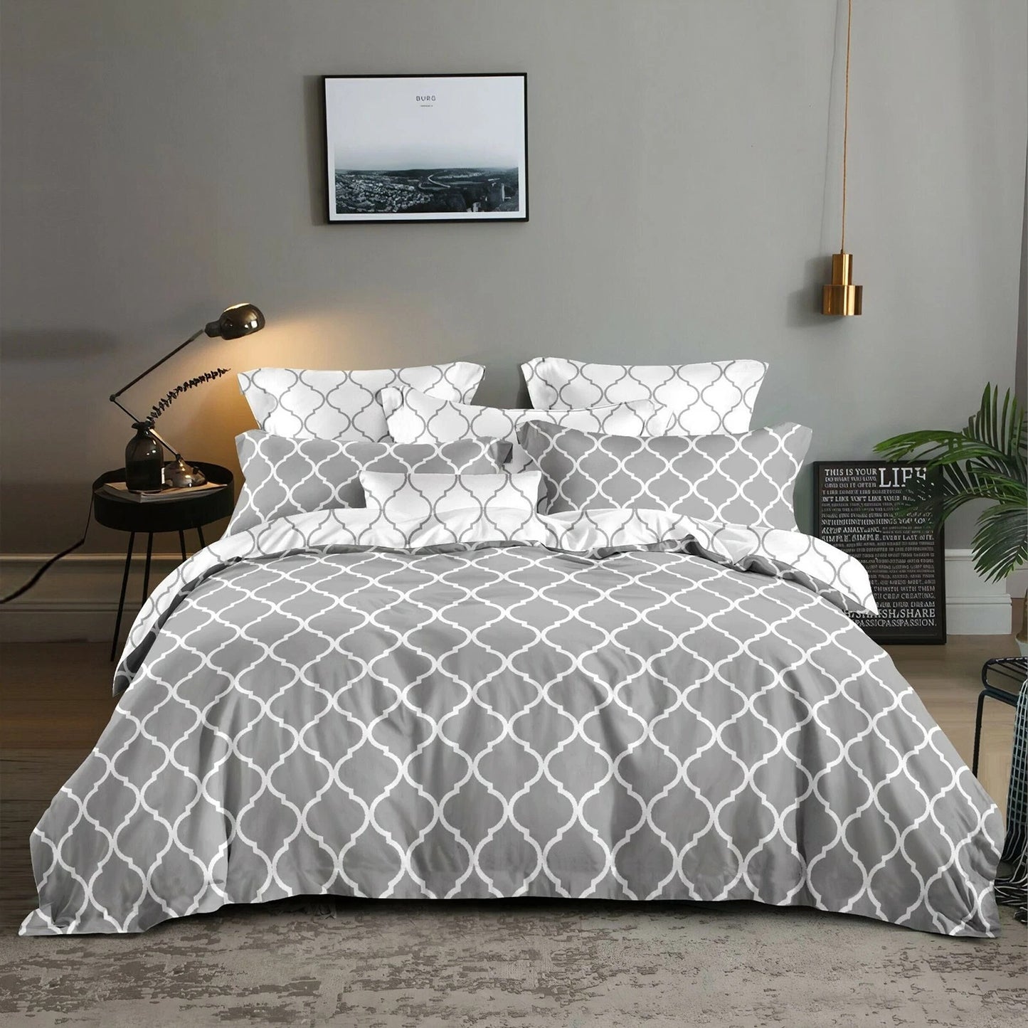 Ultra Soft Quilt Duvet Doona Cover Set with Pillowcase All Sizes - Geometry Print