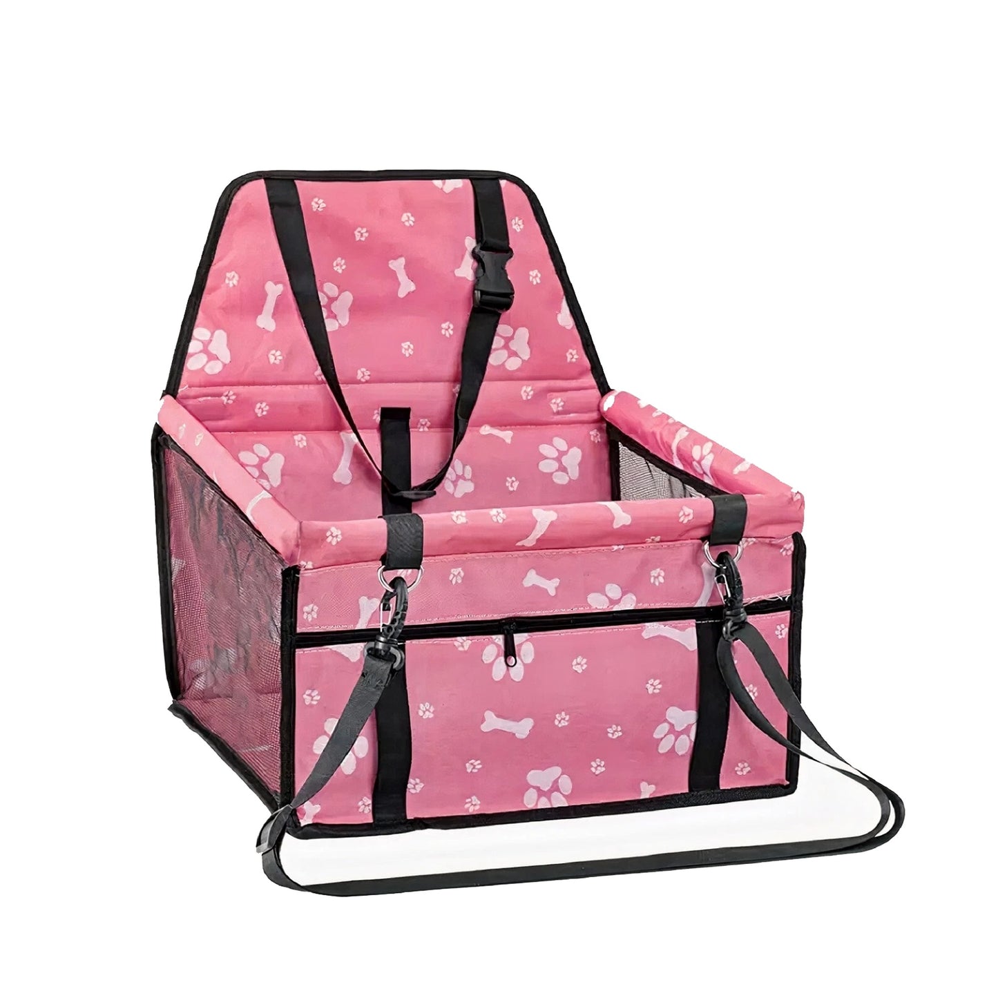 Pet Car Booster Seat Travel Carrier with Safety Strap and Oxford Fabric