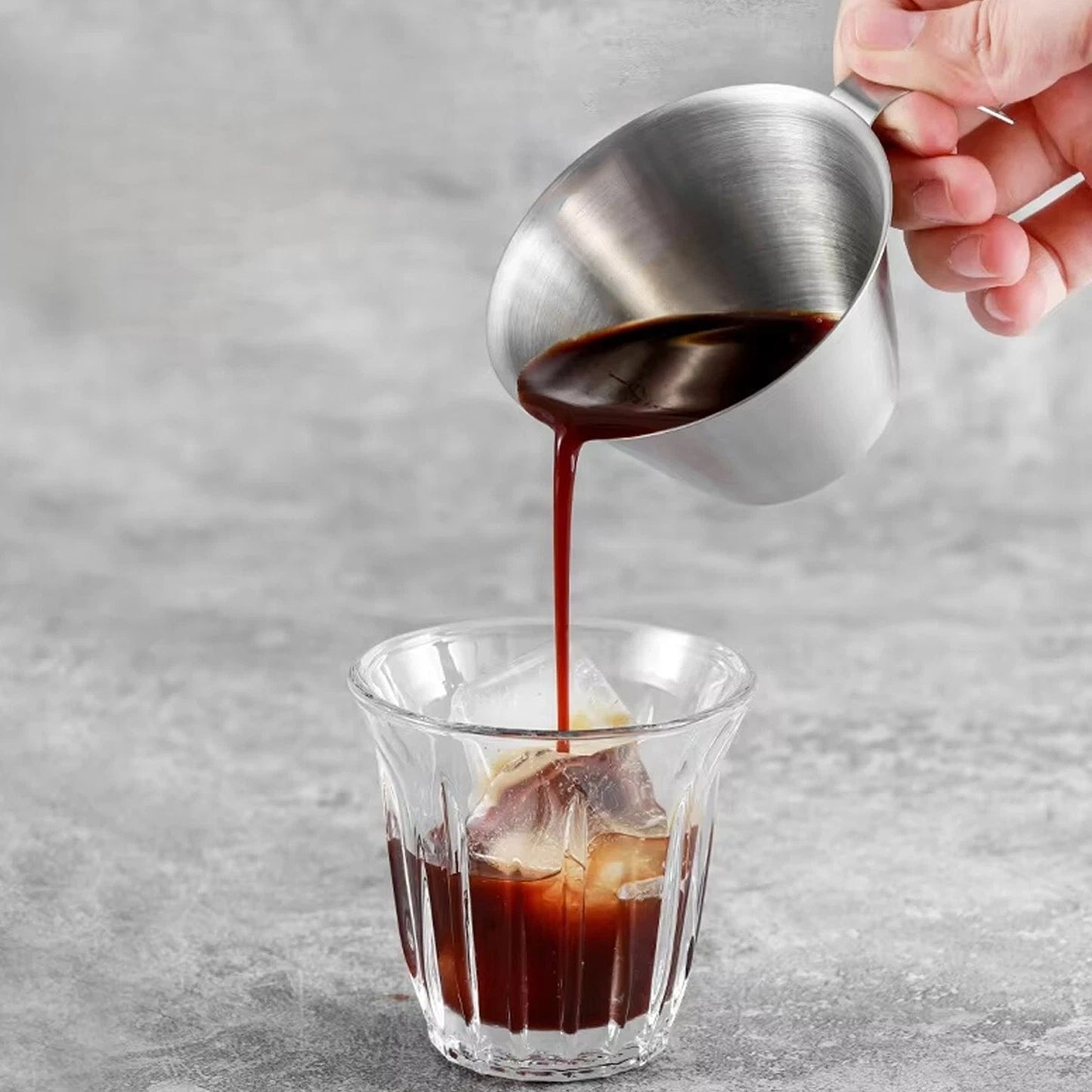 Espresso Measuring Cup 100ml Stainless Steel with Easy Grip Handle
