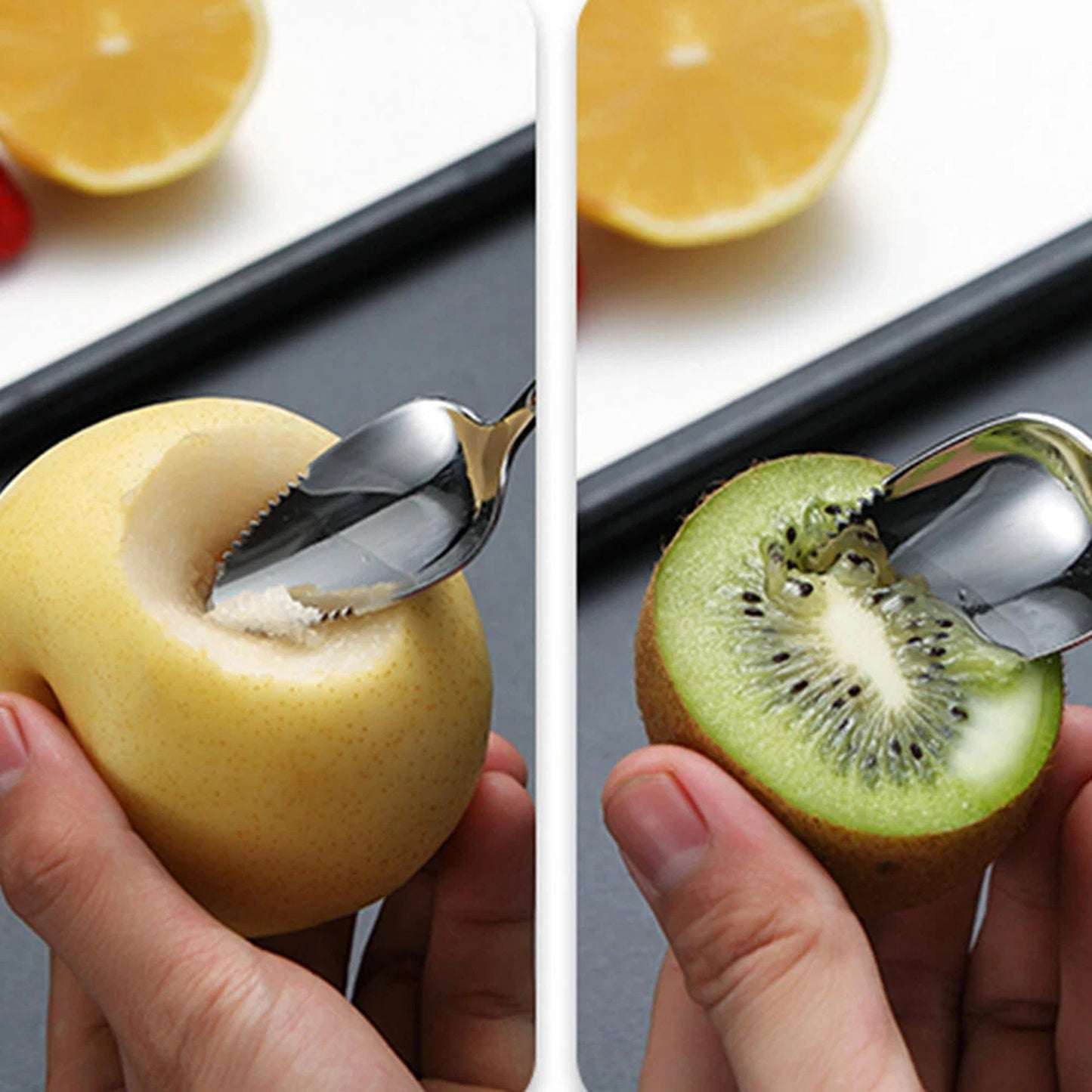 2pcs Stainless Steel Grapefruit Spoons with Serrated Edge