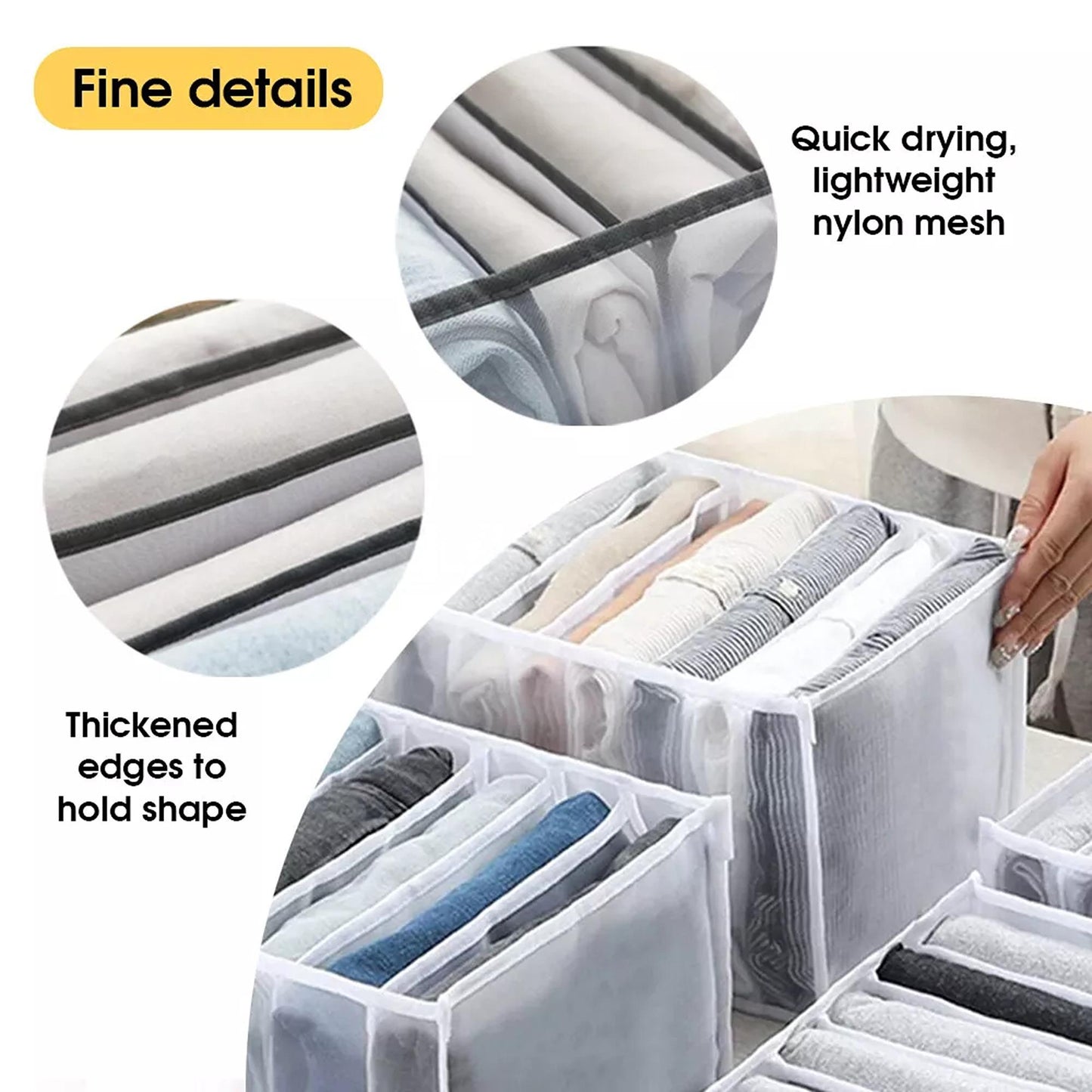 Clothes Organizer Wardrobe Storage Box Drawer Divider Mesh in Multiple Sizes