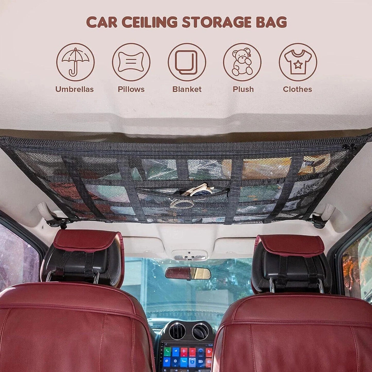 Car Roof Cargo Storage Net for SUV Van 90 x 65cm