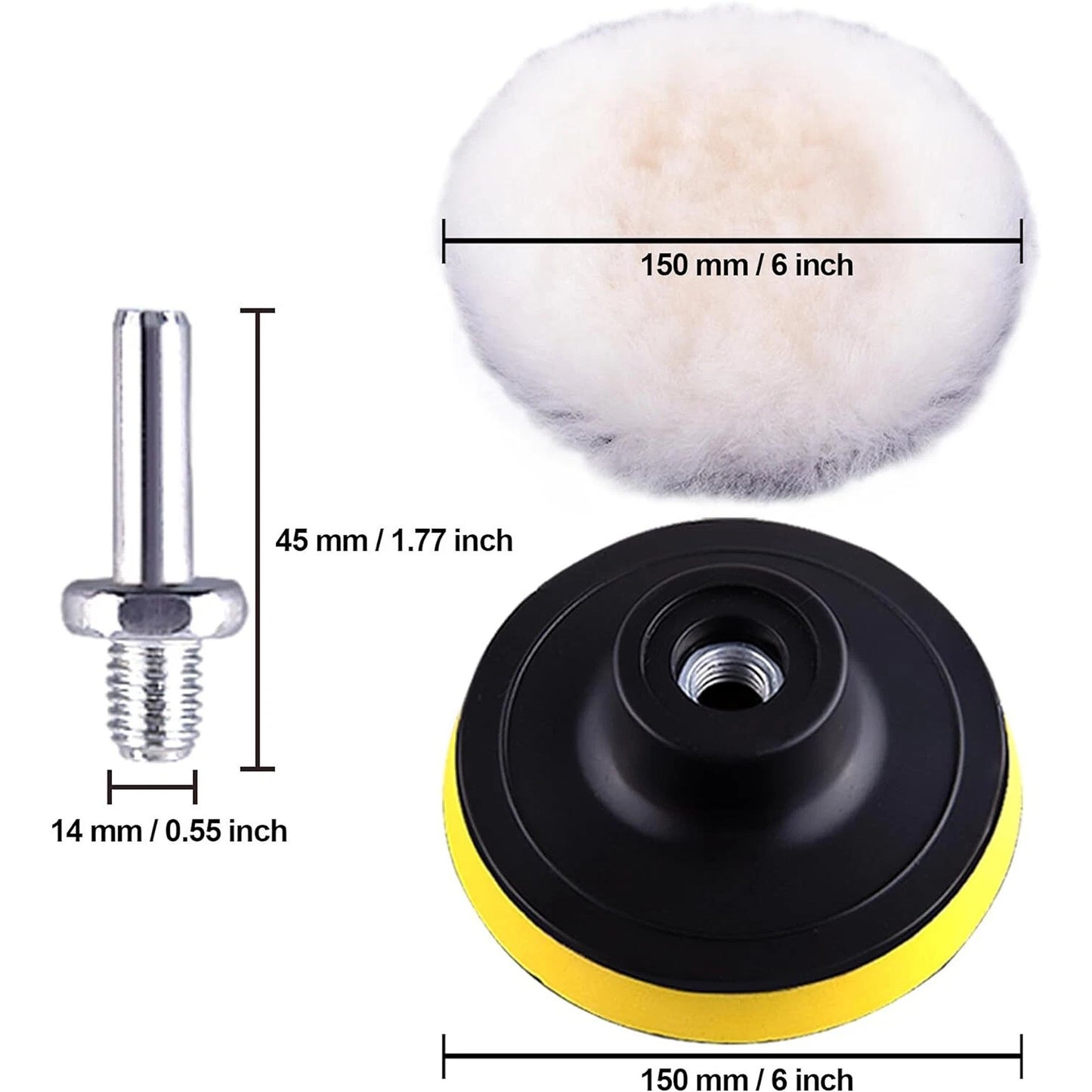 Car Waxing and Polishing Pad Kit with Drill Adapter