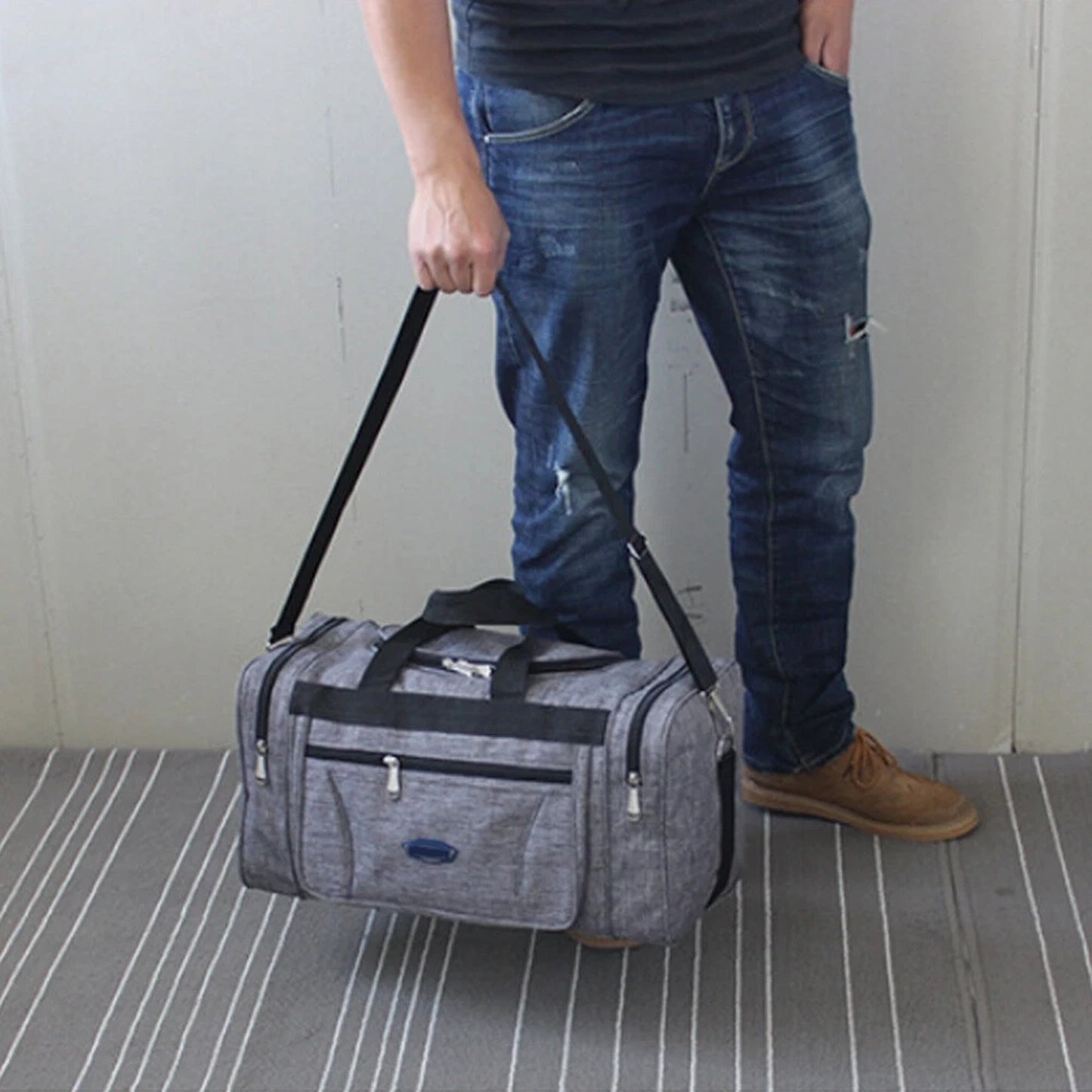 Grey Waterproof Oxford Travel Bag Large Capacity Sports Duffle Bag