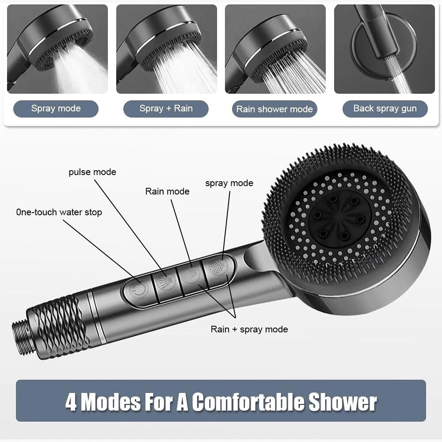 High Pressure Shower Head with Massage Function and Water Filter