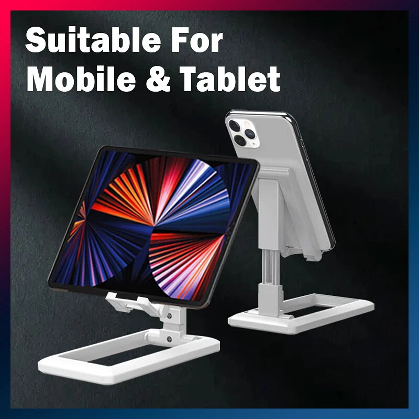 Adjustable Phone and Tablet Holder Foldable Desk Mount for iPhone