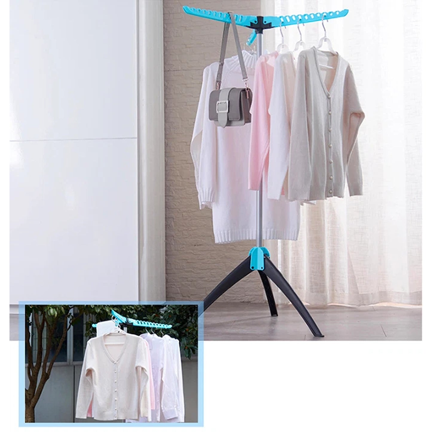 Foldable Clothes Drying Rack Collapsible Laundry Stand 135cm