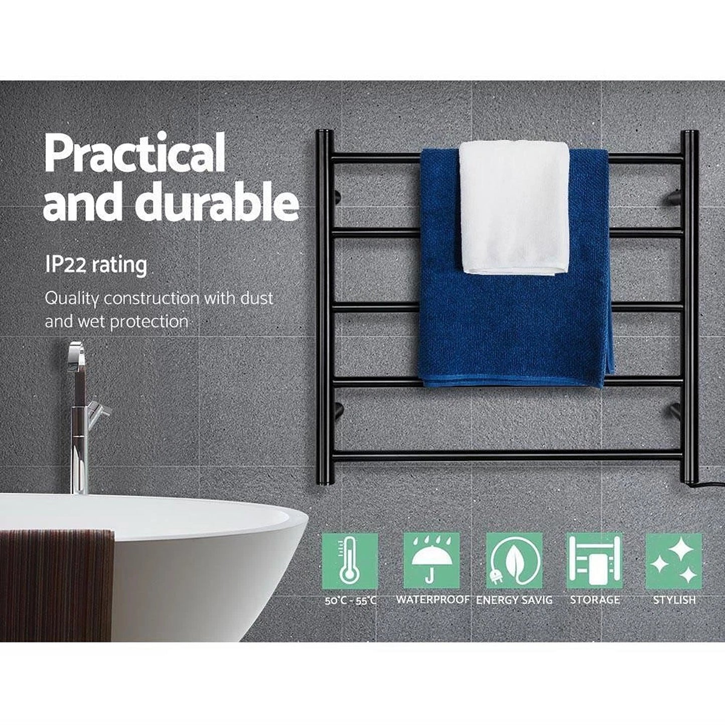 Electric Heated Towel Rail Warmer Ladder Style Rack