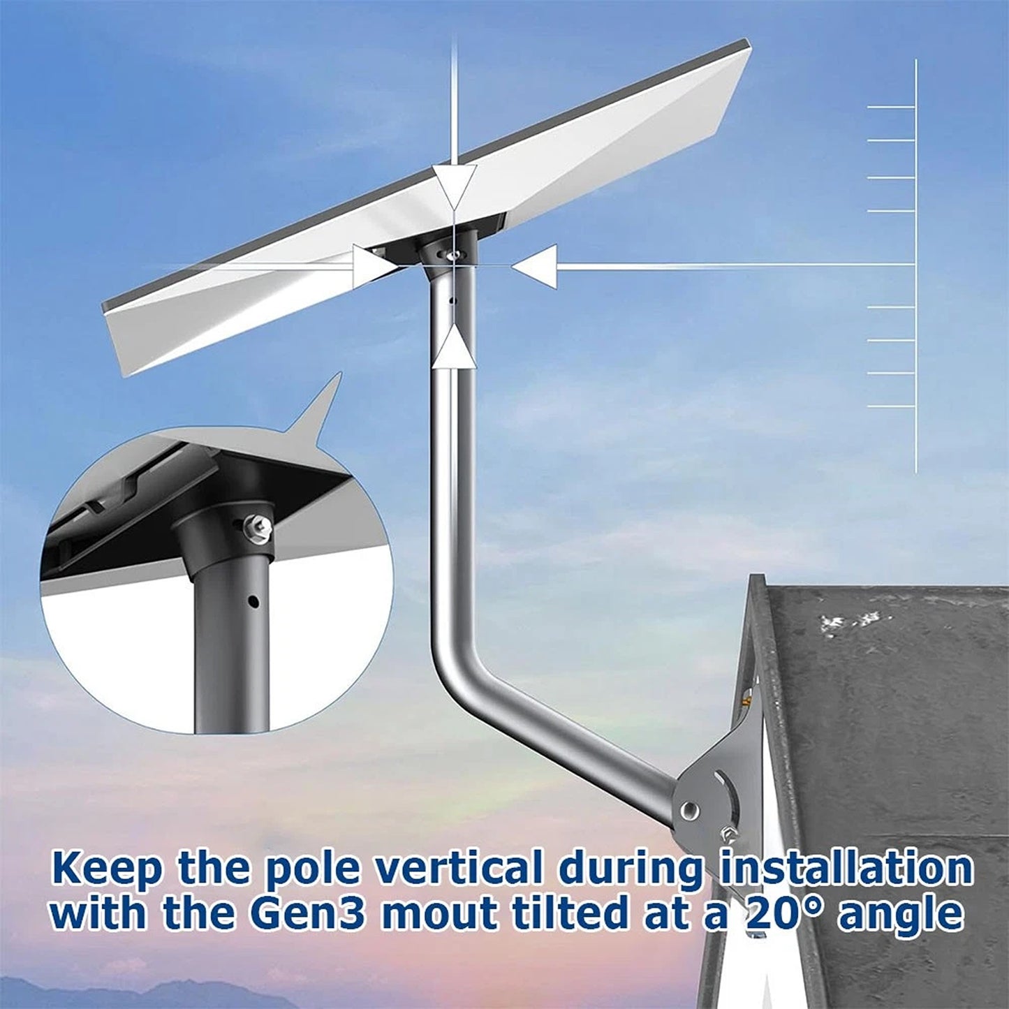 Adjustable Starlink Gen 3 Wall Mount Pole Adapter Kit