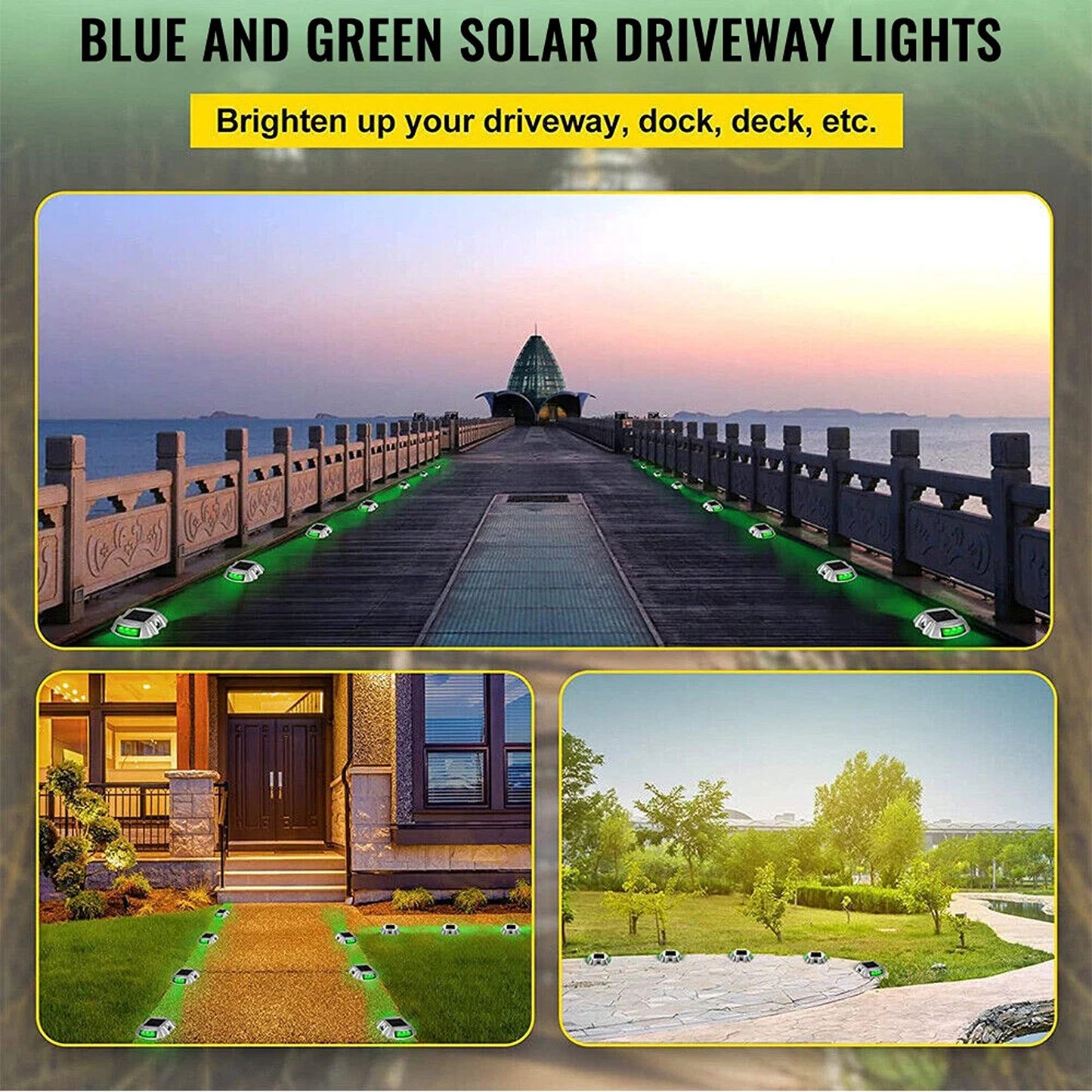 Solar Driveway Lights LED Deck Pathway Safety Light