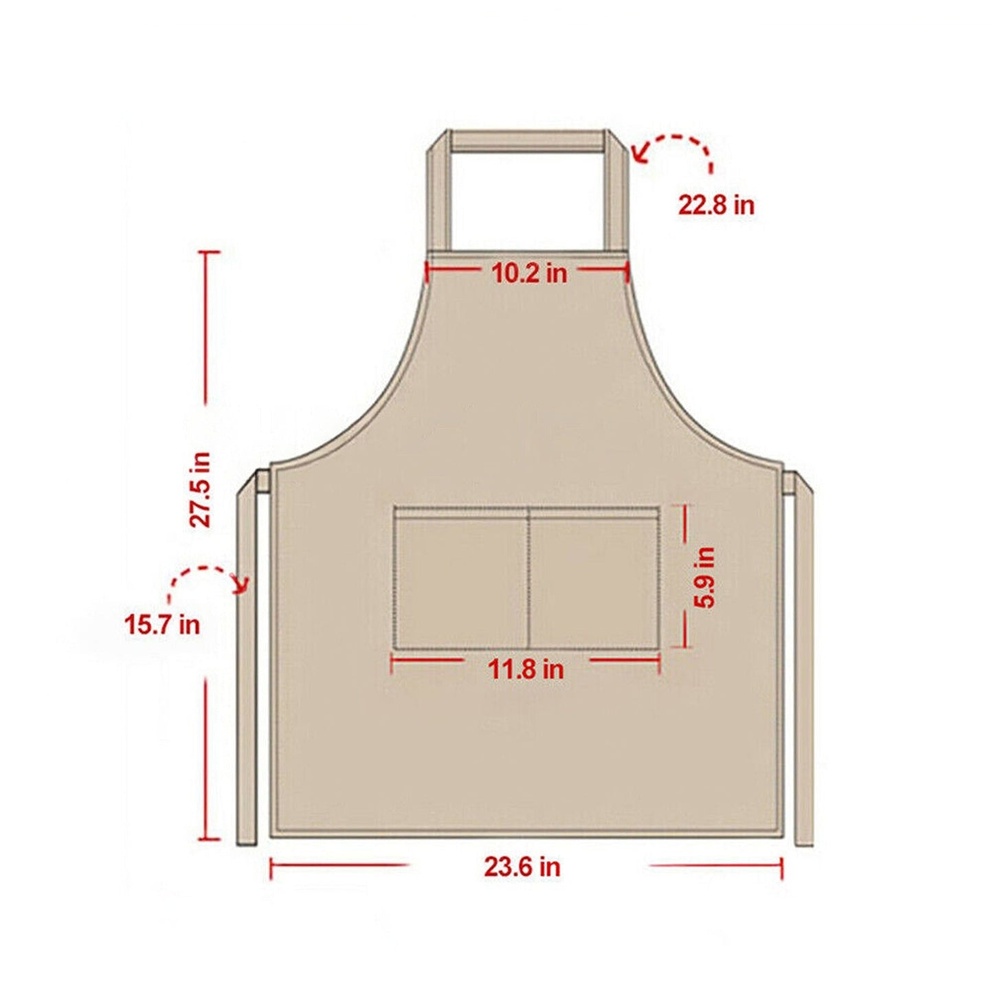 Kitchen Cooking Plain Apron Bib Washable - White