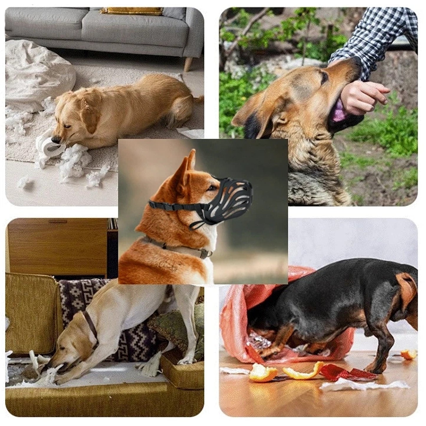 Orange Pet Dog Mouth Cover with Secure Adjustable Straps
