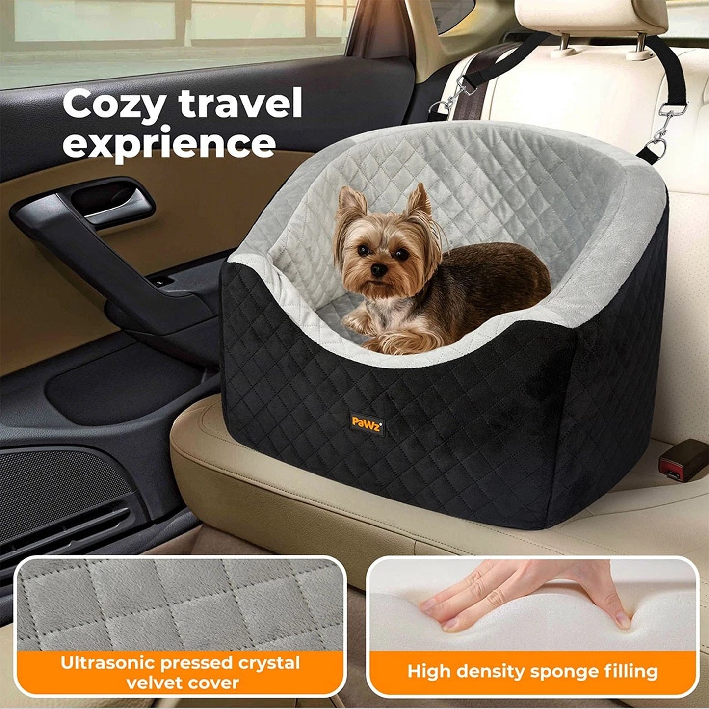 Dog Car Booster Seat Belt Safety Pet Travel Bed Washable Basket