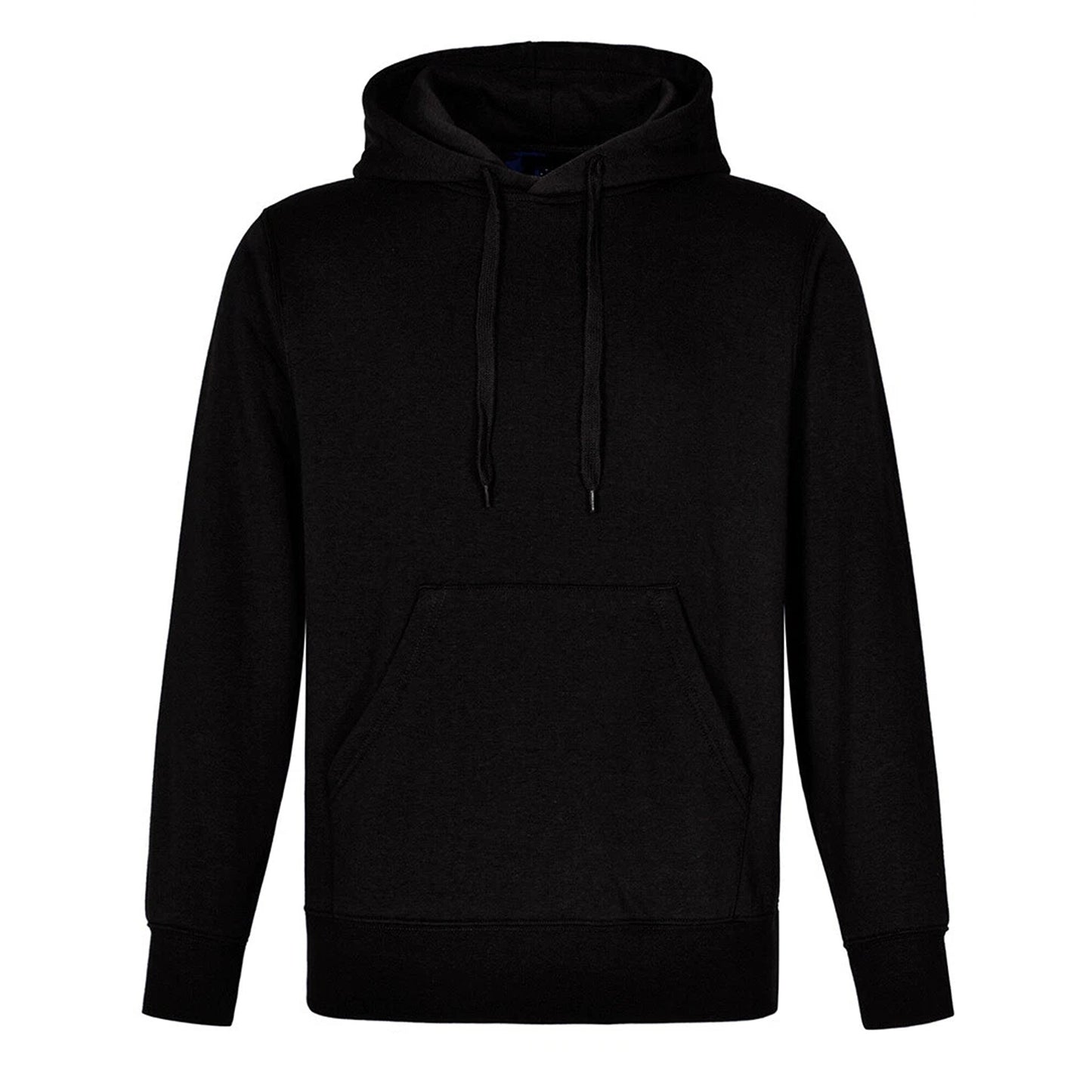 Adult Pullover Fleece Hoodie with Pocket and Contrast Hood - Black