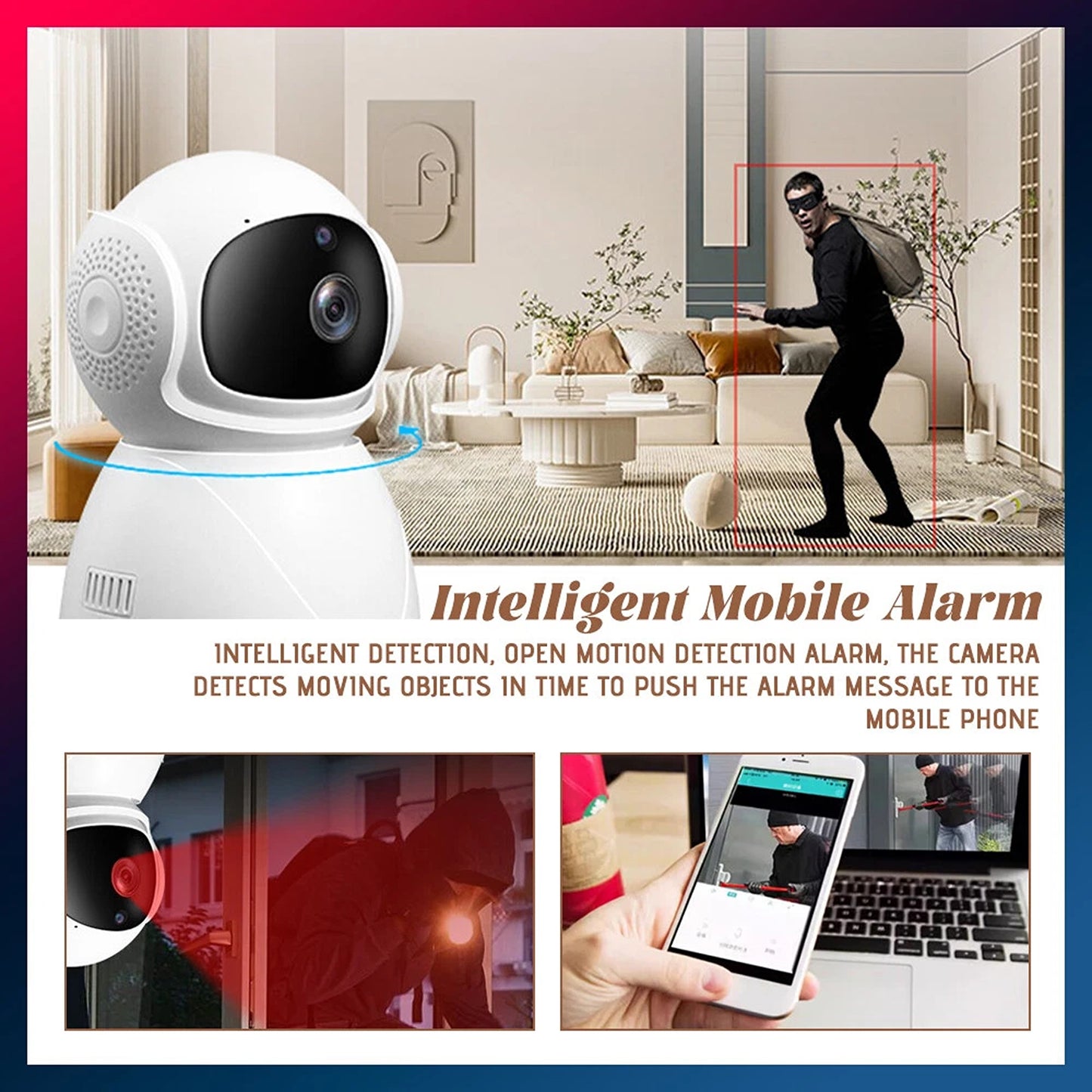 Wireless Home Security Camera System Indoor Outdoor WiFi 360 Degree CCTV