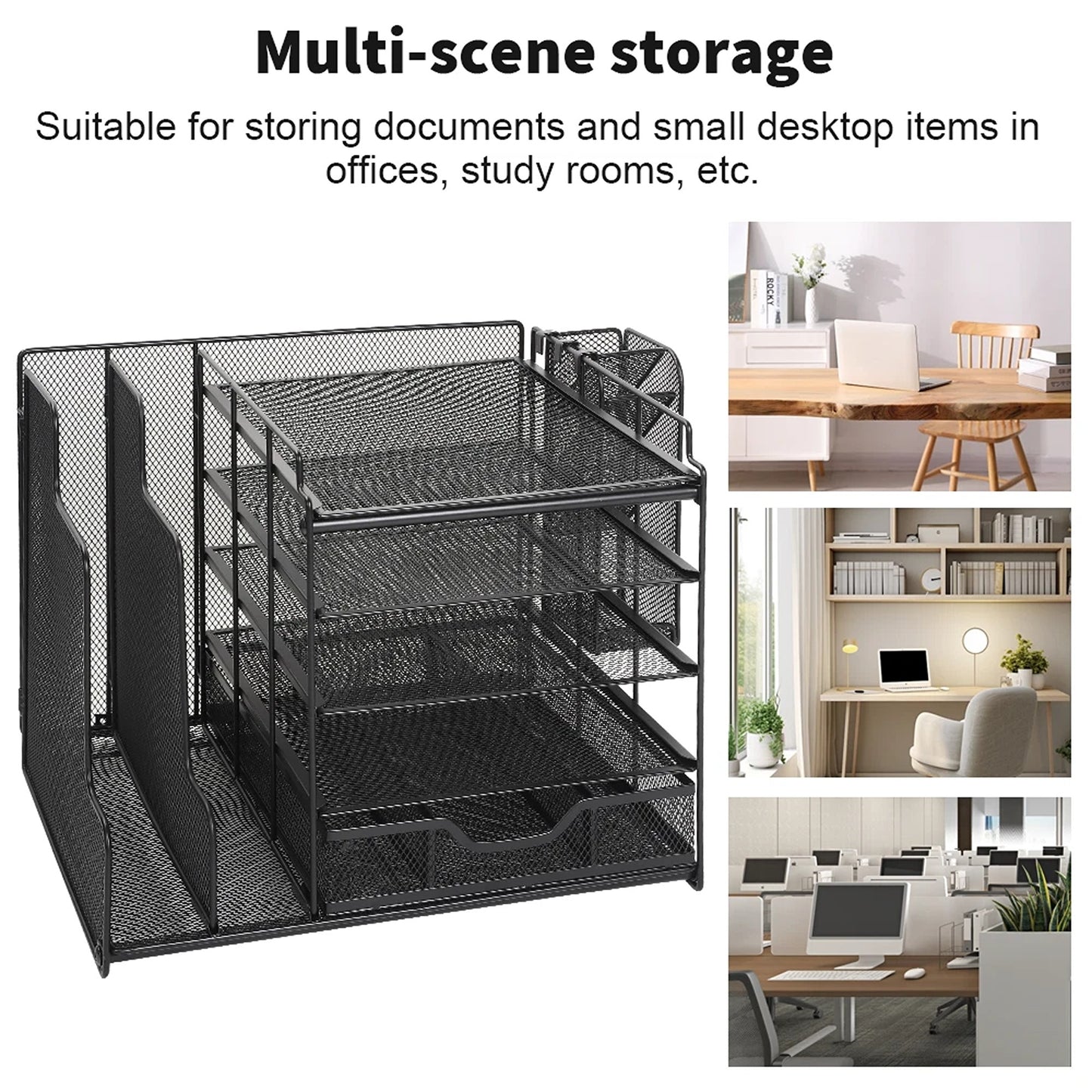 Desktop Document Organizer File Holder Paper Storage Rack Home Office Tray