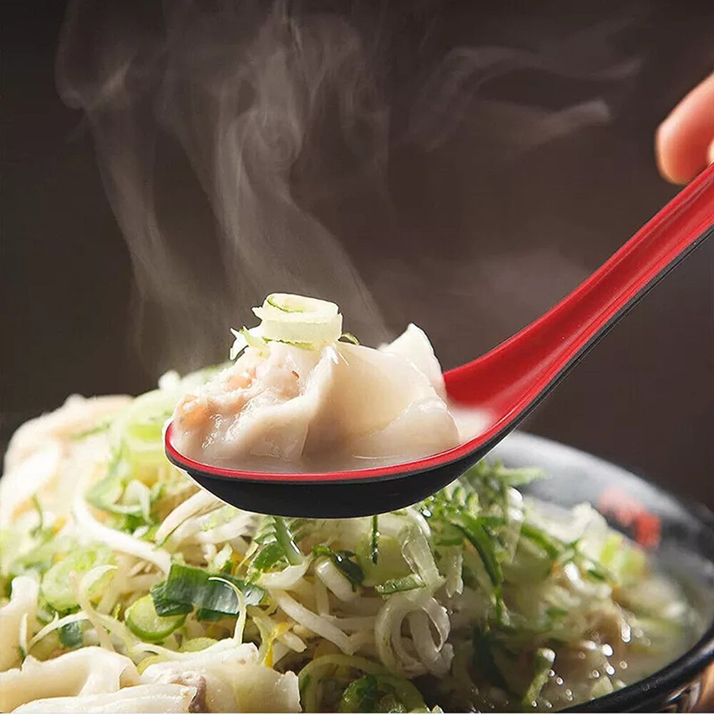 10PCS Japanese Chinese Style Ramen Soup Spoons with Hook Handle