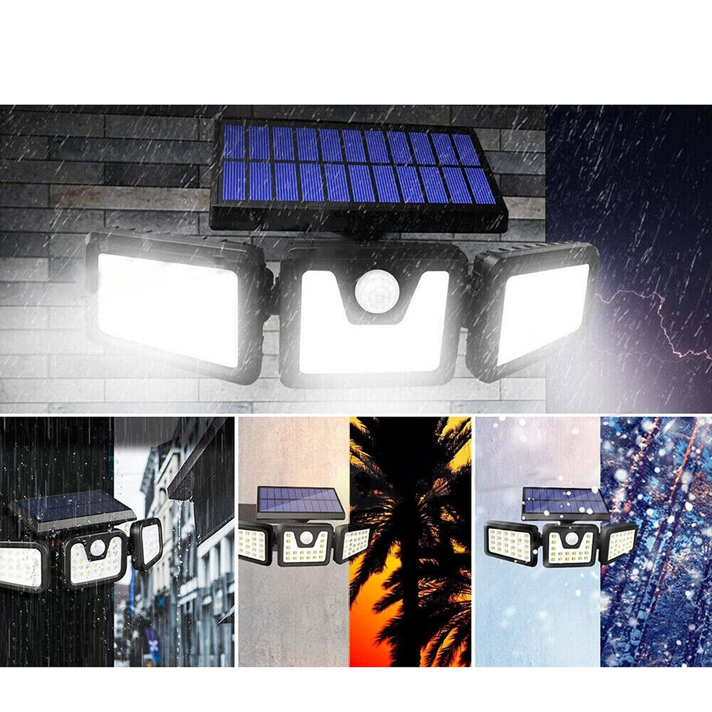 3 Head Solar Motion Sensor Light Outdoor