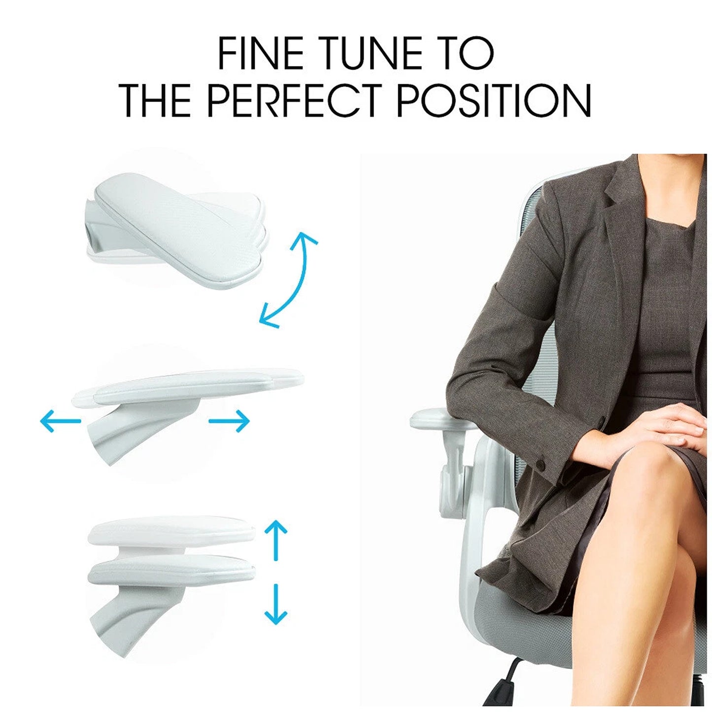 Ergonomic Office Desk Chair Mesh Comfortable Computer Study Chair White Grey