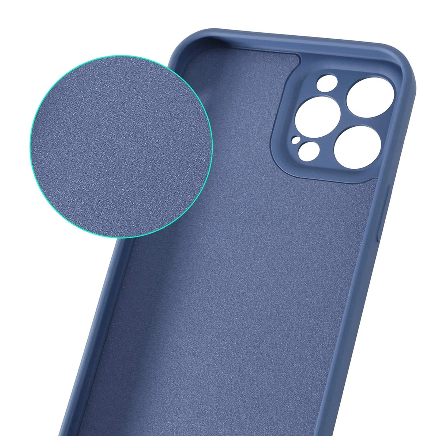 Grey Blue Silicone Shockproof Protective Case for iPhone 16 15 14 13 12 11 Pro