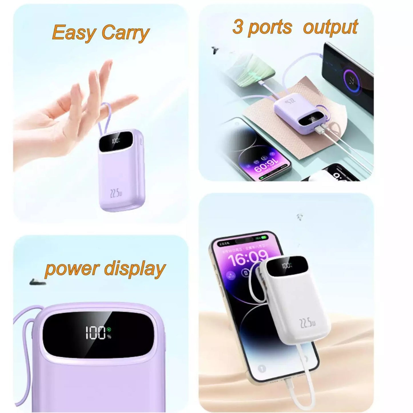 20000mAh Power Bank 22.5W Fast Charger Battery Pack for iPhone 16 15 Samsung
