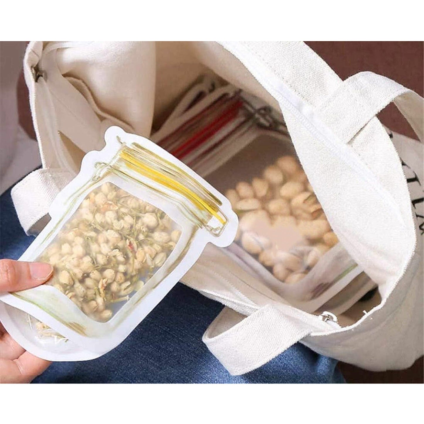 Mason Jar Zipper Reusable Zip Lock Food Storage Bags 10x