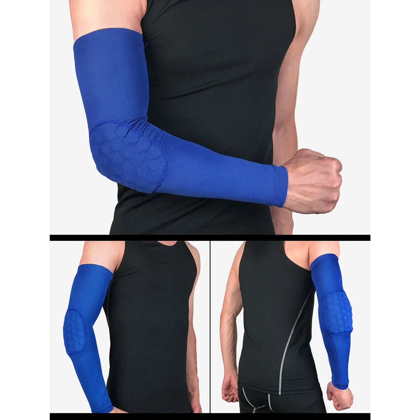 Blue Sports Elbow Compression Sleeve Arm Guard Support