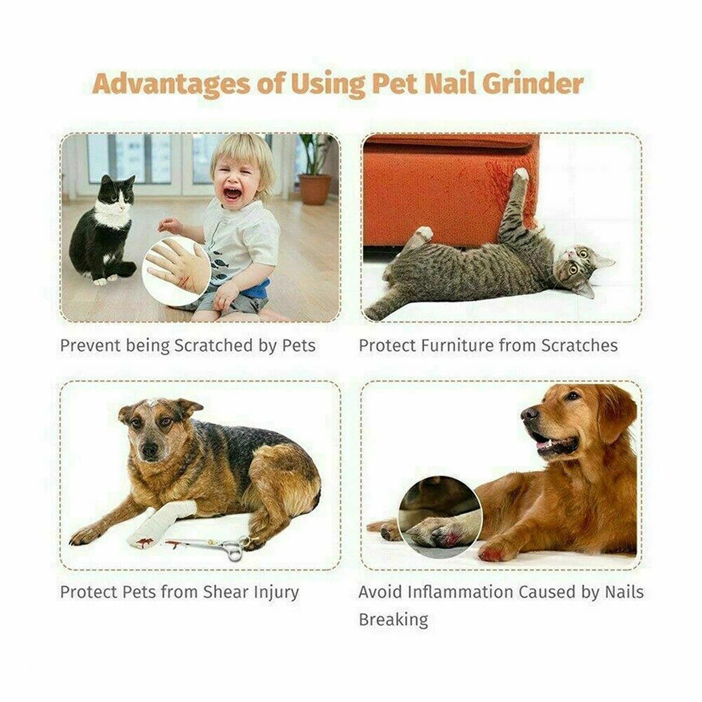 Electric Pet Nail Grinder for Dogs and Cats Claw Trimmer Grooming Tool