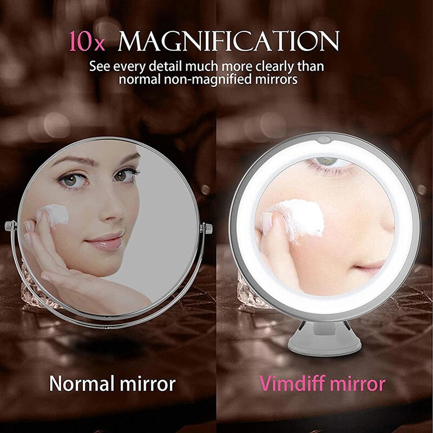 Flexible 10X LED Makeup Mirror Magnifying with Rotating Arm