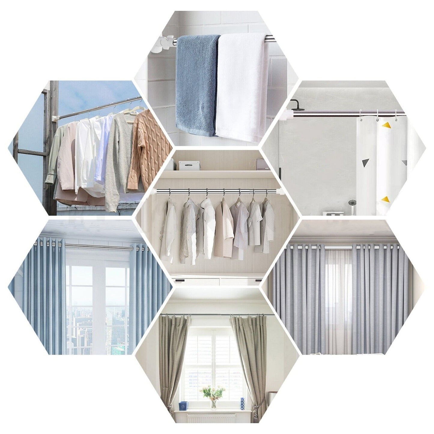 Extendable Adjustable Tension Curtain Rod