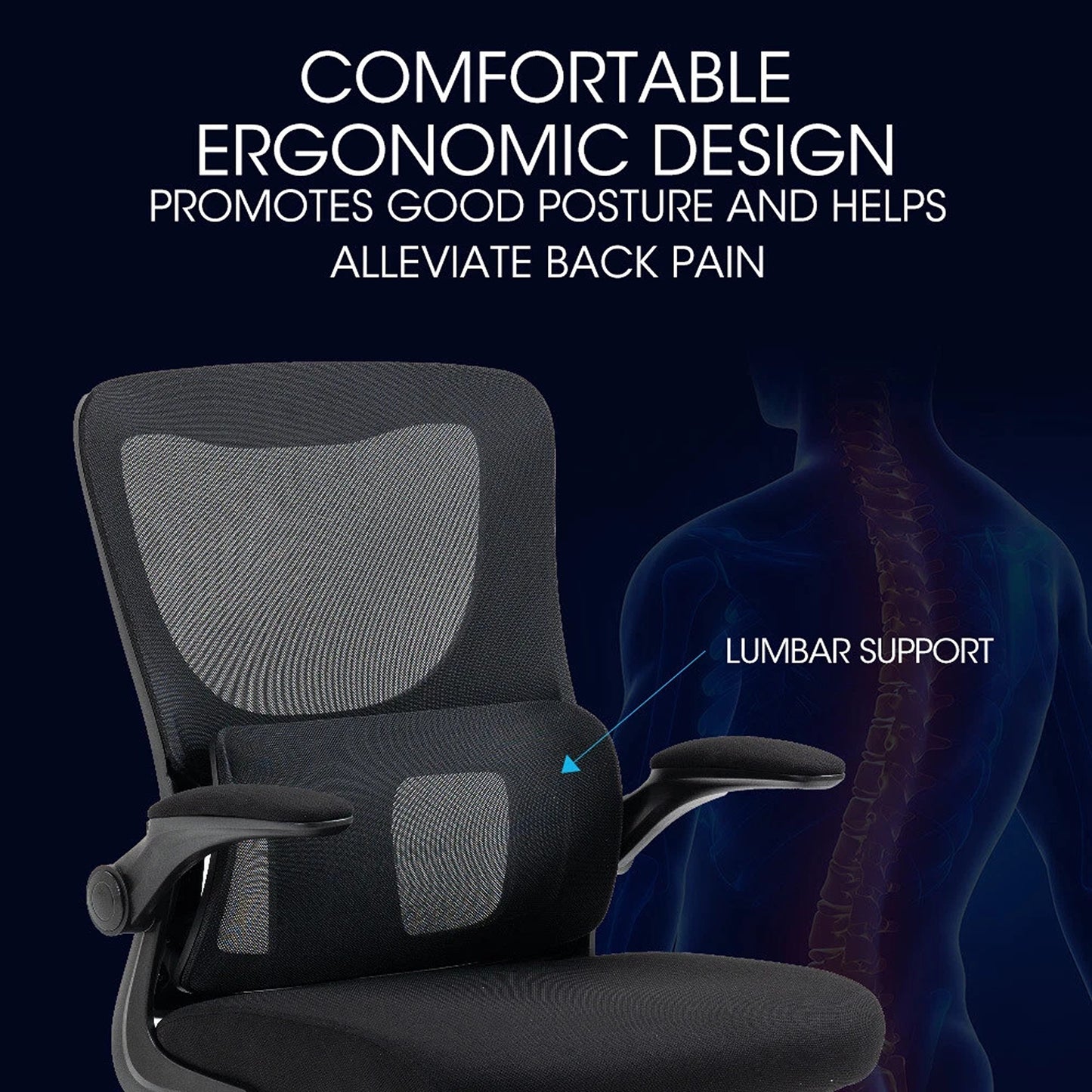 Adjustable Ergonomic Mesh Office Chair with Lumbar Support Black