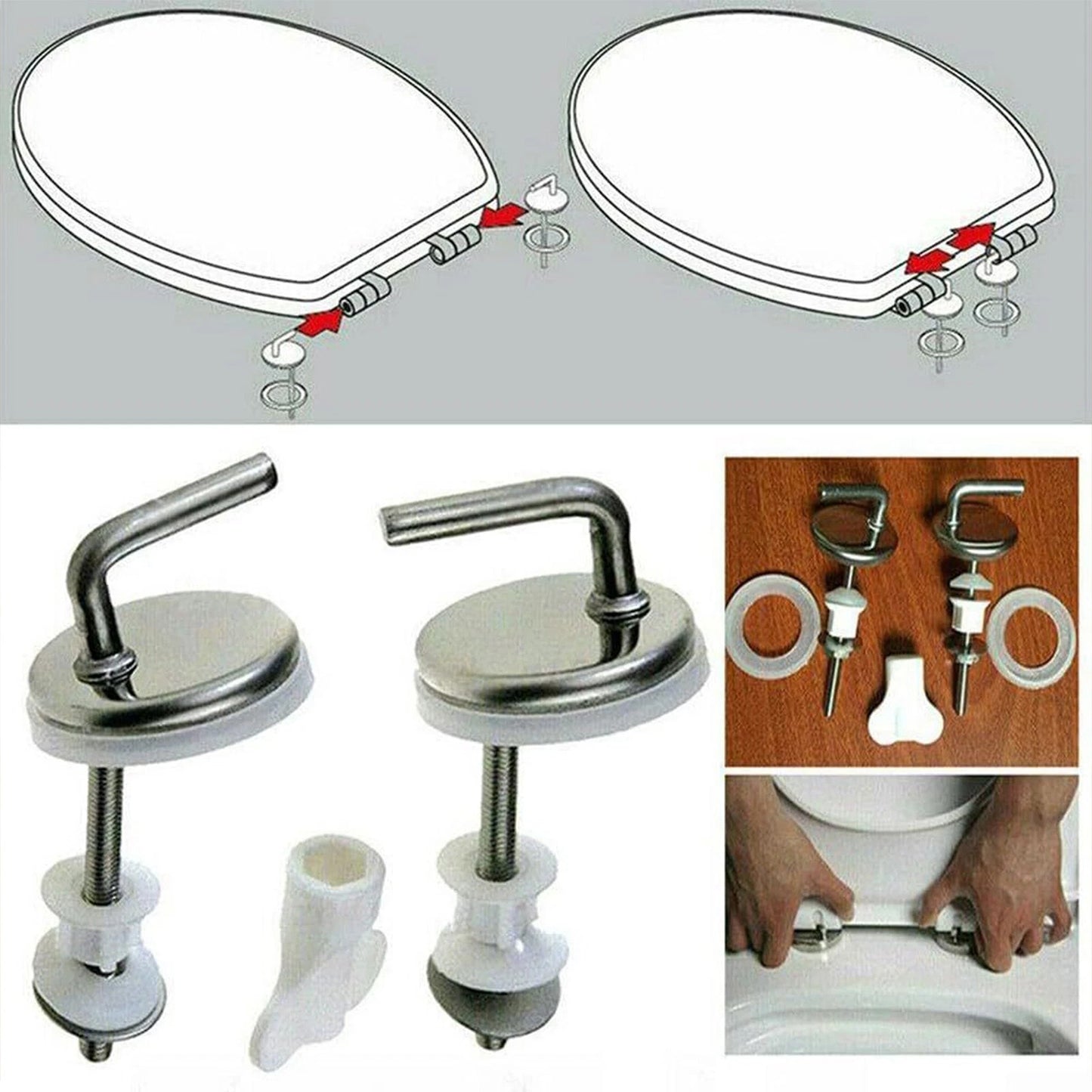 Toilet Seat Fix Fittings for Back to Wall Hinges 2pcs