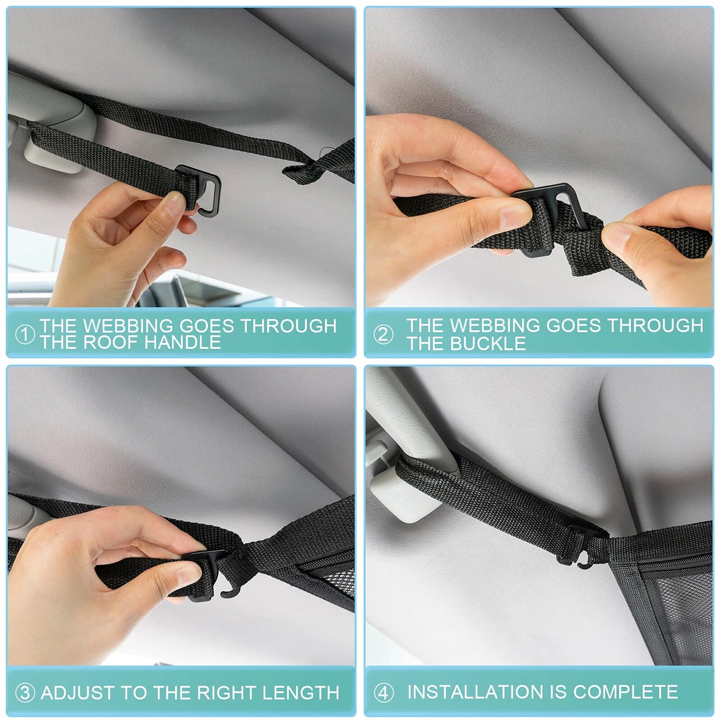 Car Roof Storage Net Zipper Bag Interior Travel Pocket