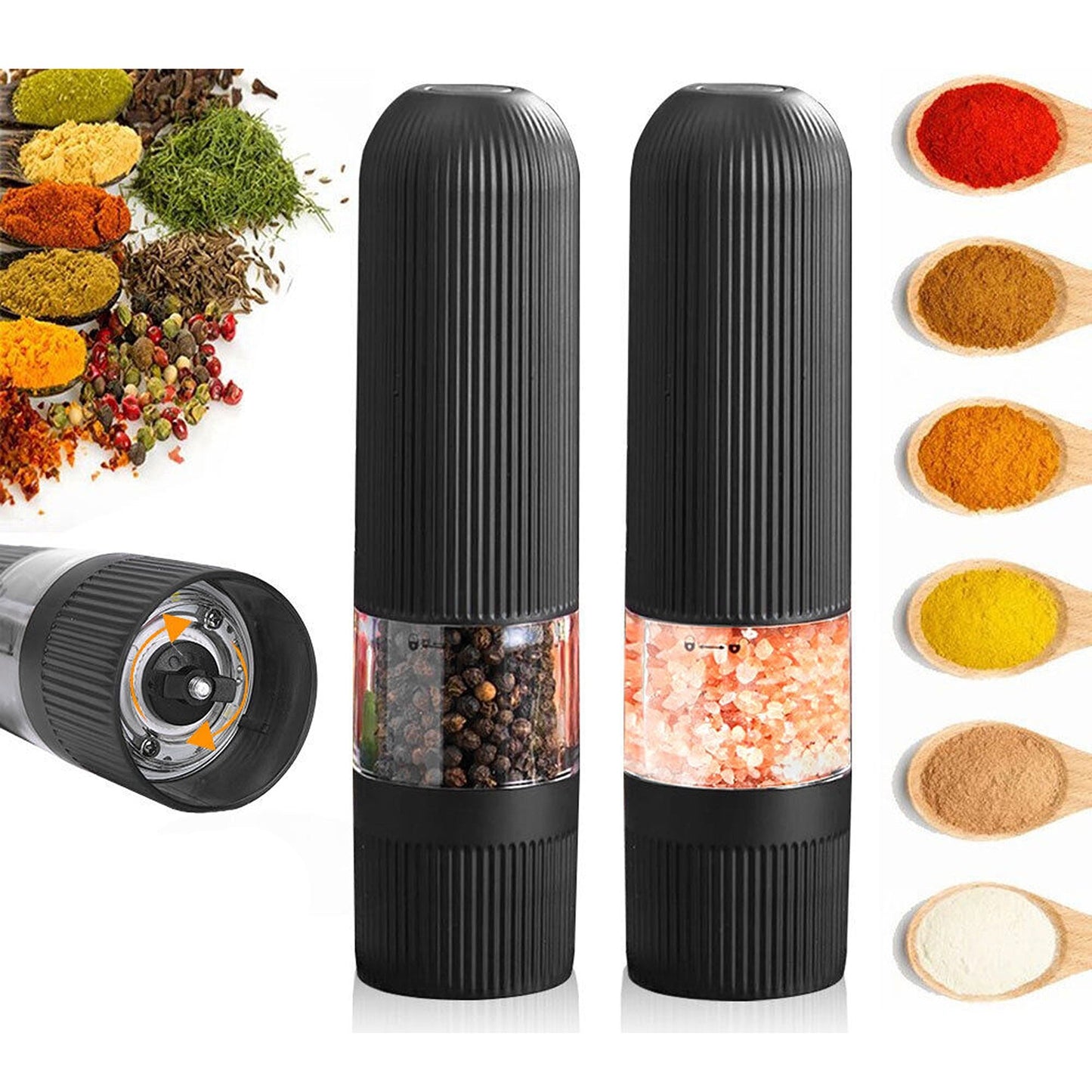 Electric Salt Pepper Grinder Ceramic Spice Mill Kitchen 2x