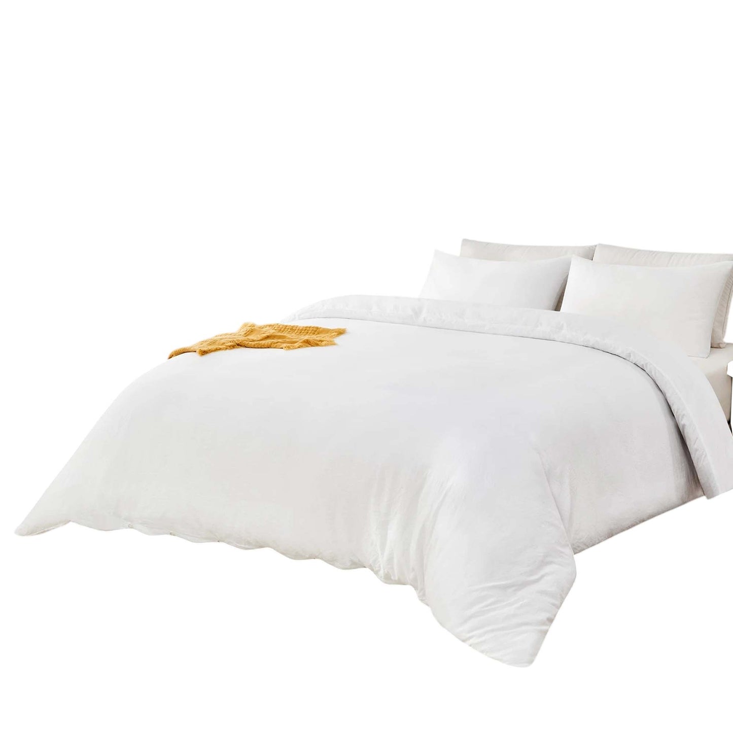 White 2000 Thread Count Quilt Cover Set Soft Luxury Bedding
